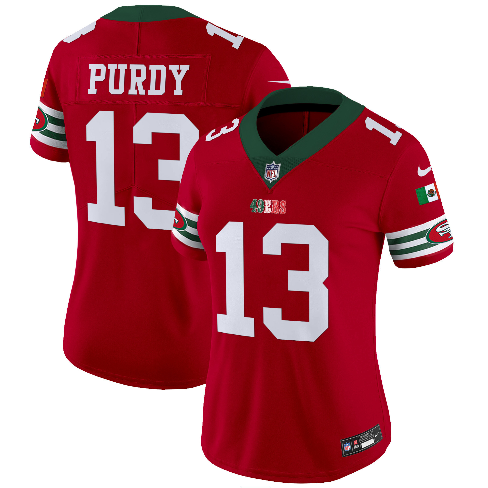 Women's Brock Purdy San Francisco 49ers Mexico Vapor Red Jersey V2 - All Stitched