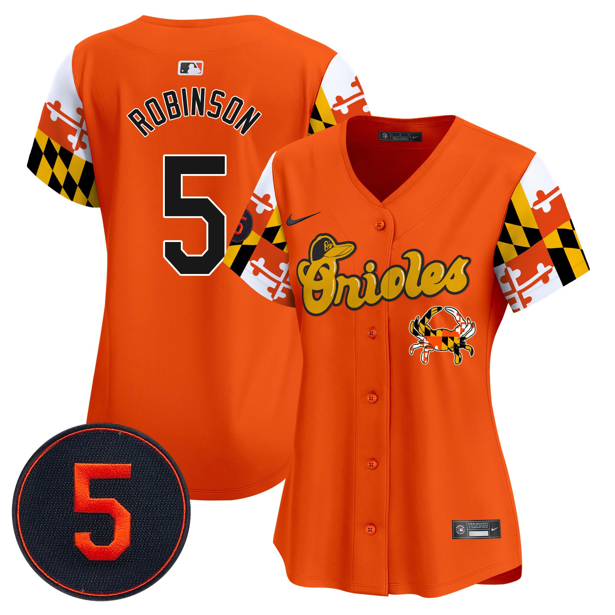 Women's Brooks Robinson Baltimore Orioles Robinson Patch Vapor Premier Limited Orange Jersey V7 - All Stitched