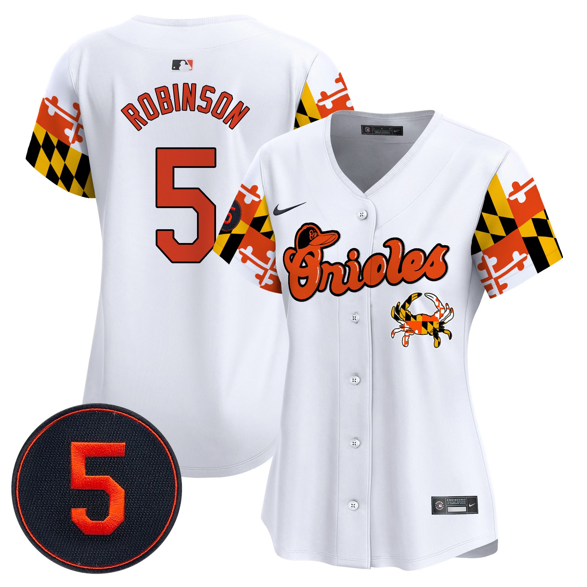 Women's Brooks Robinson Baltimore Orioles Robinson Patch Vapor Premier Limited White Jersey V7 - All Stitched