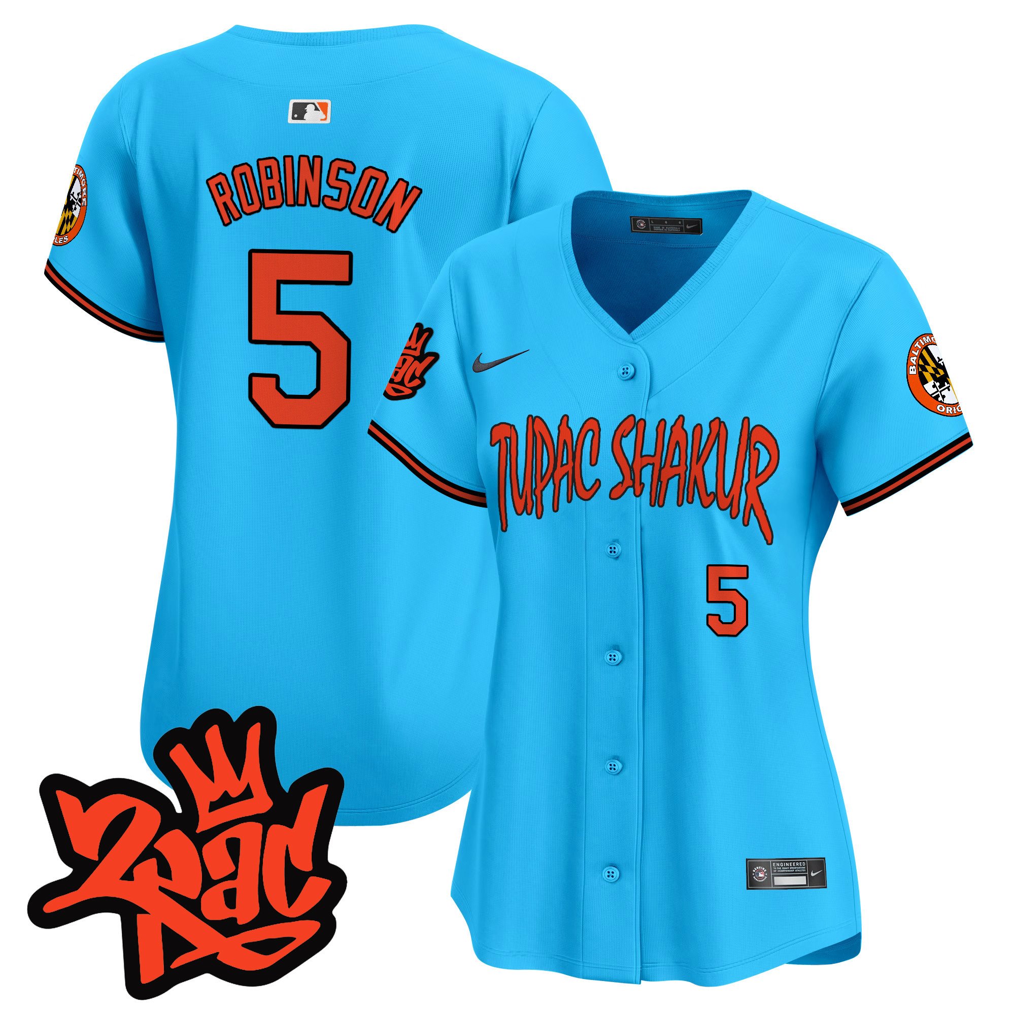 Women's Brooks Robinson Baltimore Orioles Tupac Shakur Vapor Premier Limited Light Blue Jersey - All Stitched