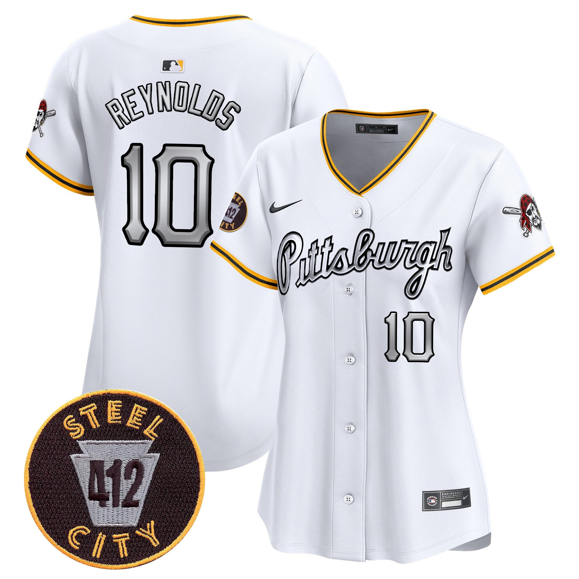 Women's Bryan Reynolds Pittsburgh Pirates 412 Patch Vapor Premier Limited White Jersey V7 - All Stitched