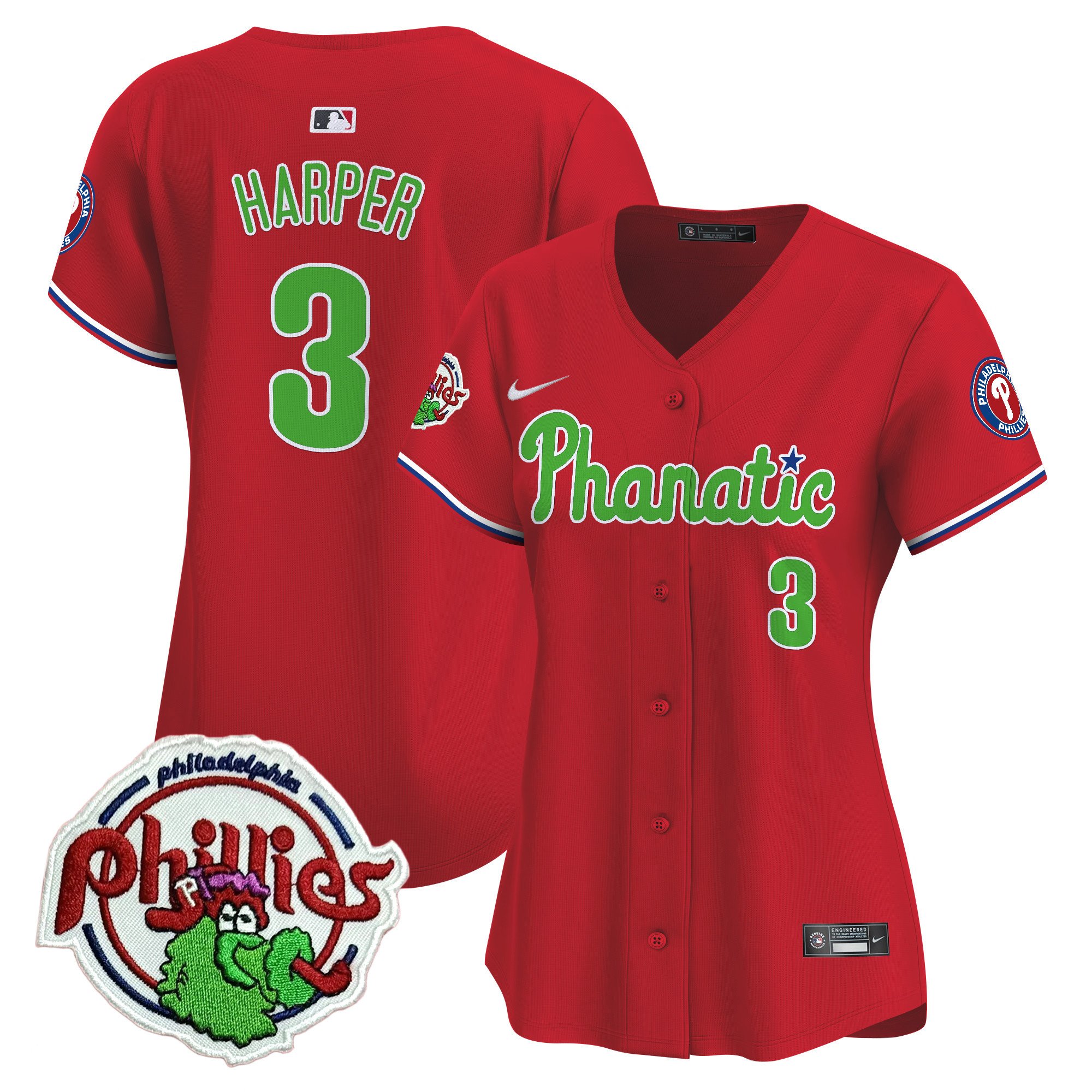 Women's Bryce Harper Philadelphia Phillies Phanatic Patch Vapor Premier Limited Red Jersey - All Stitched