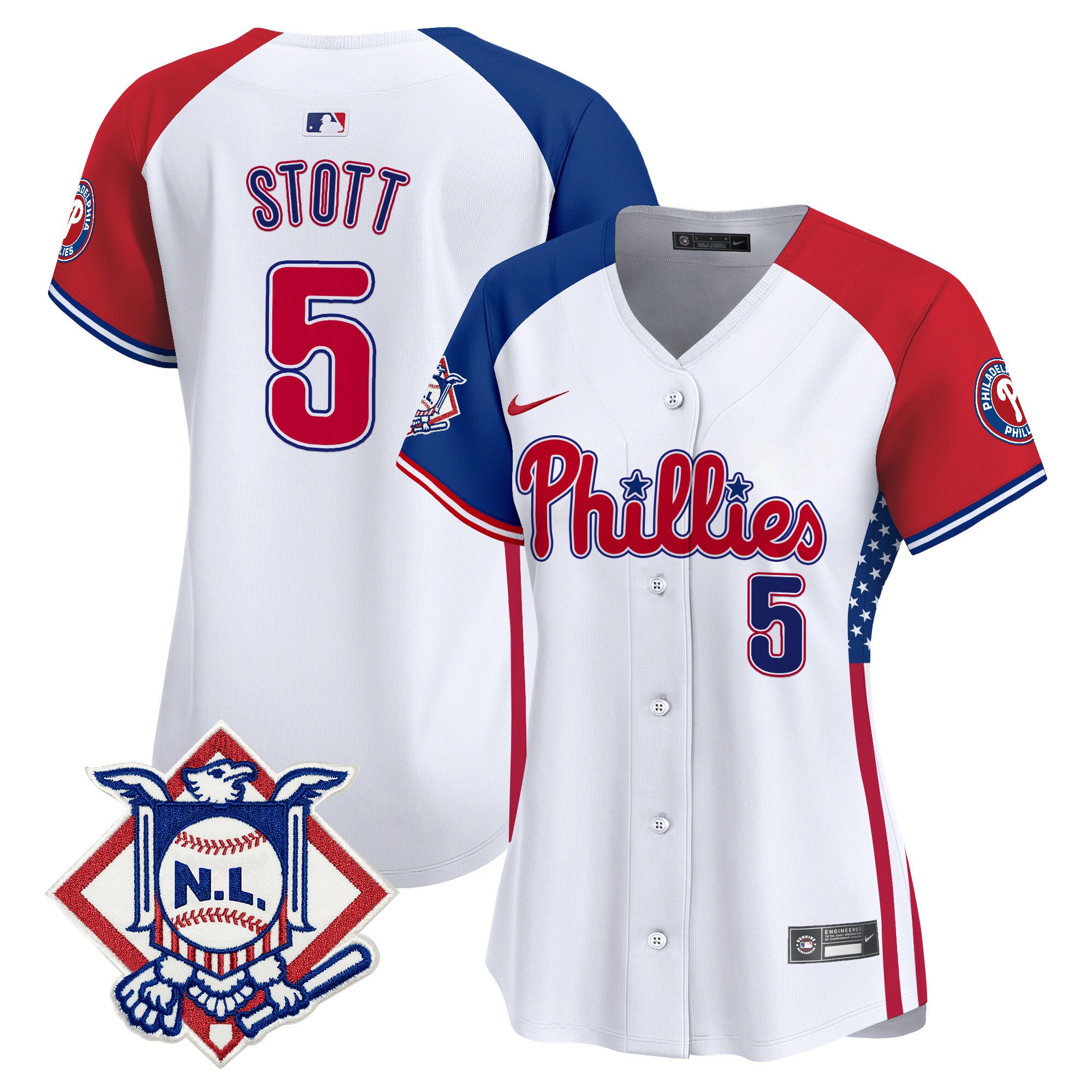 Women's Bryson Stott Philadelphia Phillies 2024 Fourth of July Vapor Premier Limited Alternate Jersey V4 - All Stitched