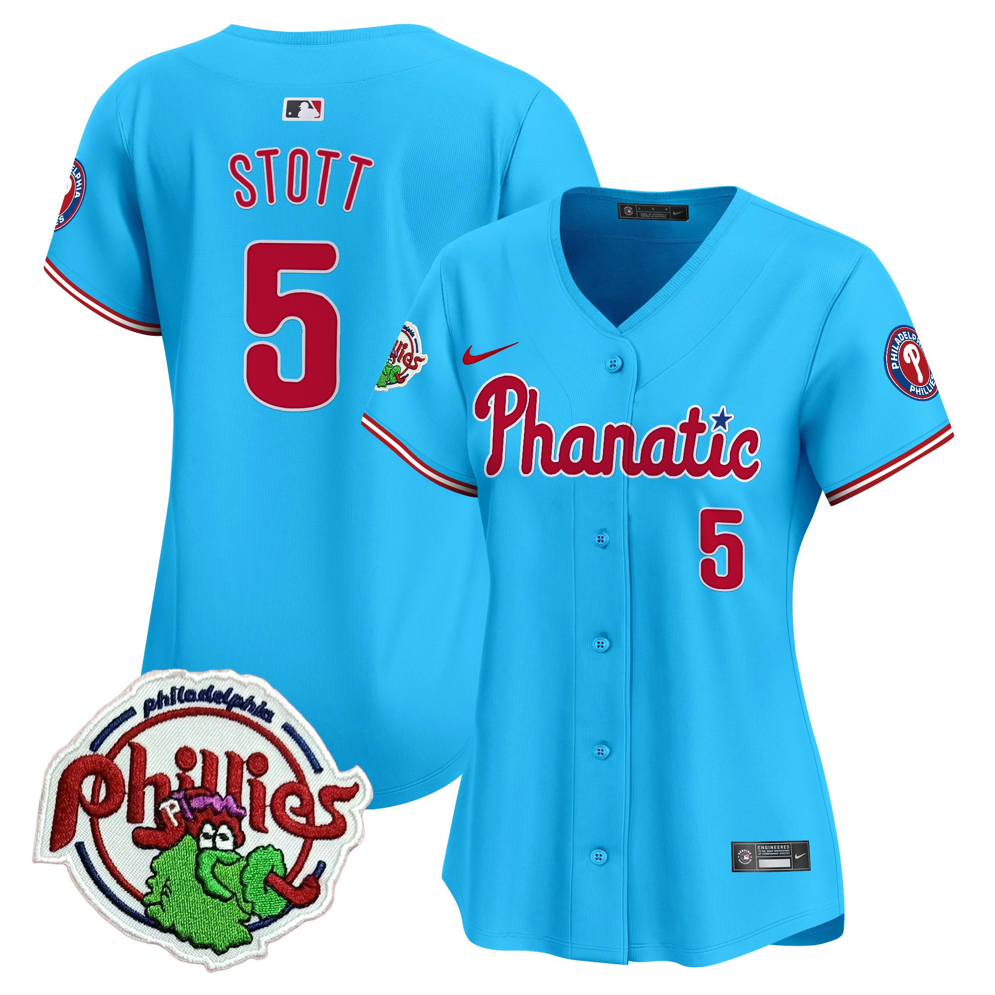 Women's Bryson Stott Philadelphia Phillies Phanatic Patch Vapor Premier Limited Light Blue Jersey - All Stitched