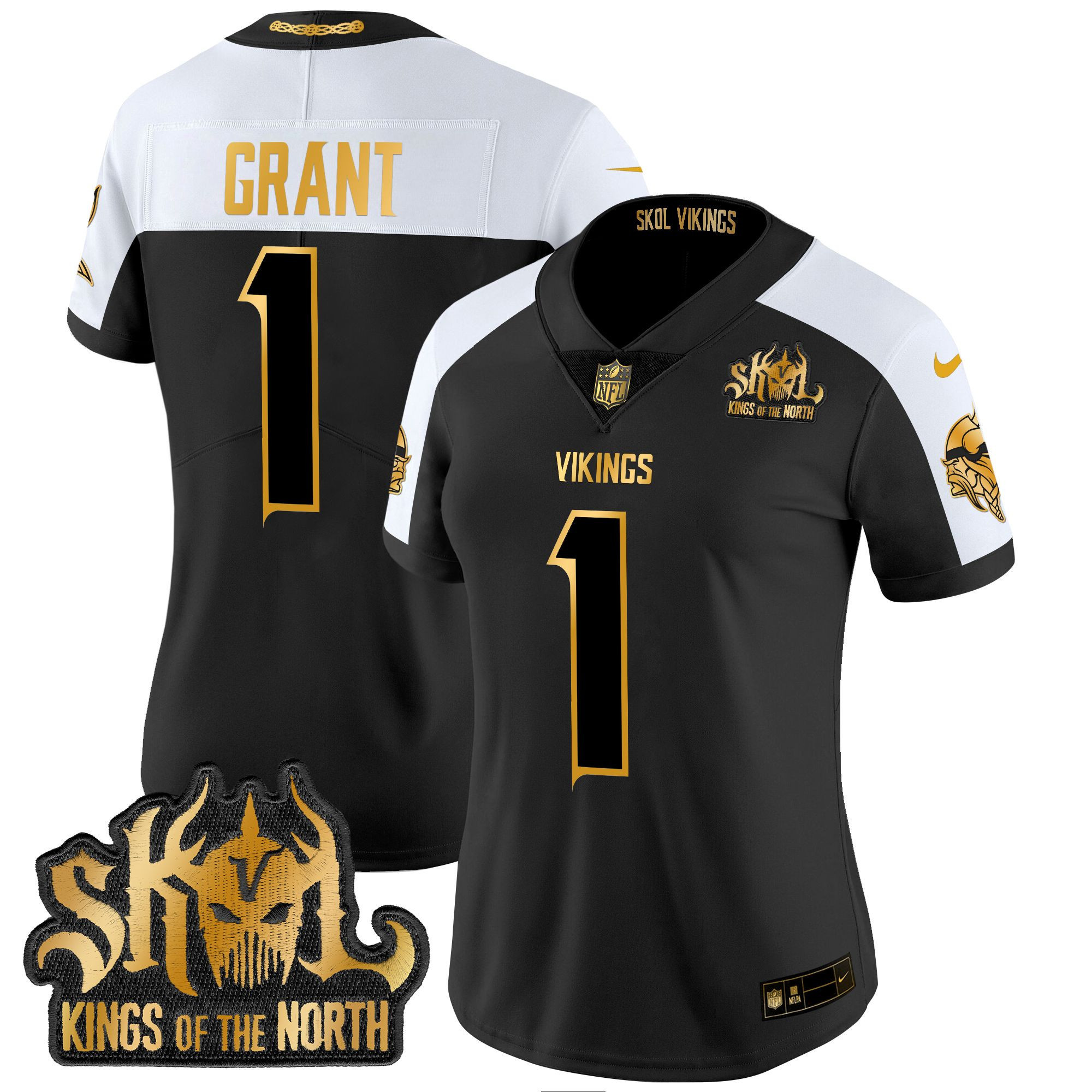Women's Bud Grant Minnesota Vikings 2024 Winter Warrior Skol Patch Gold Vapor Limited Alternate Jersey - All Stitched