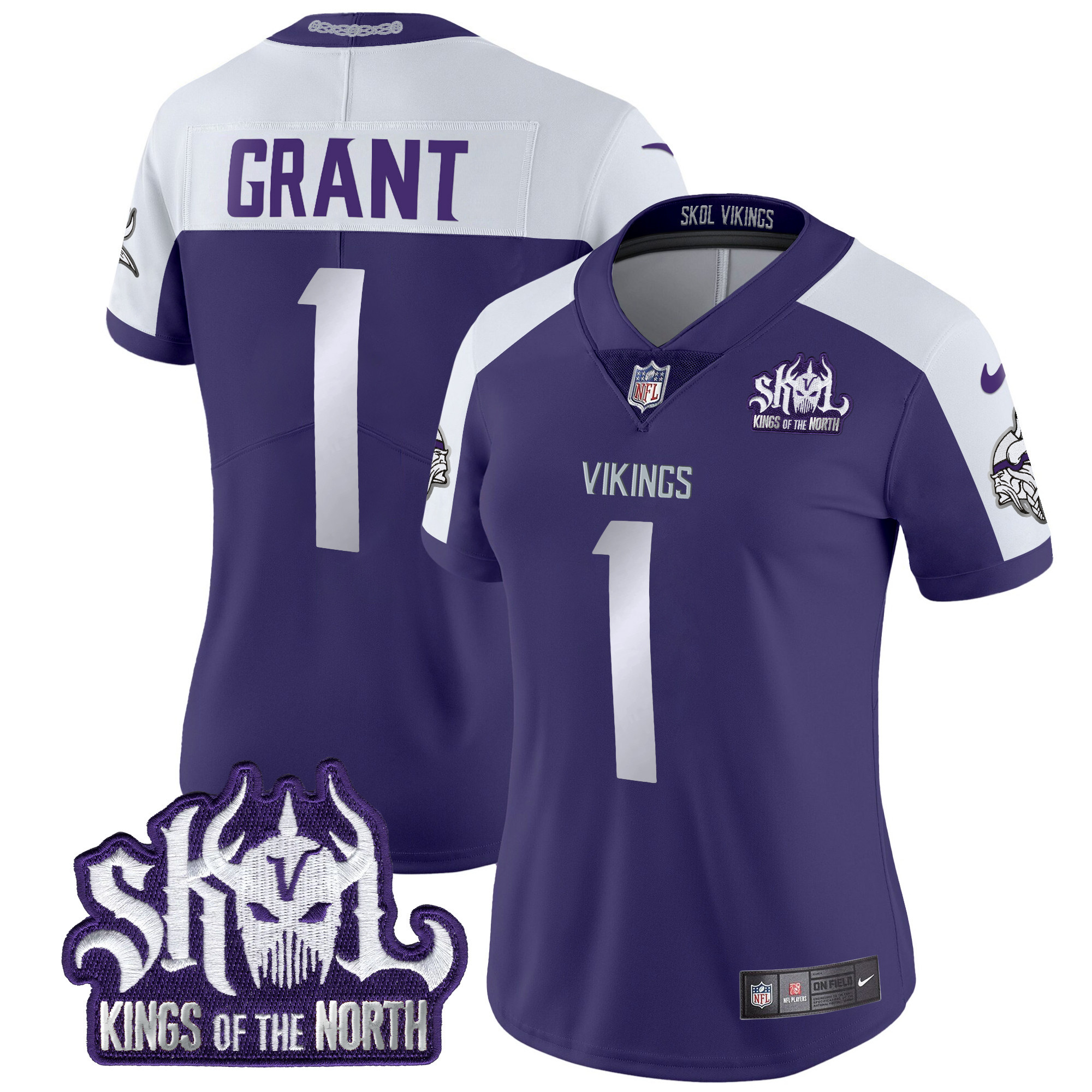 Women's Bud Grant Minnesota Vikings 2024 Winter Warrior Skol Patch Vapor Limited Purple Alternate Jersey - All Stitched