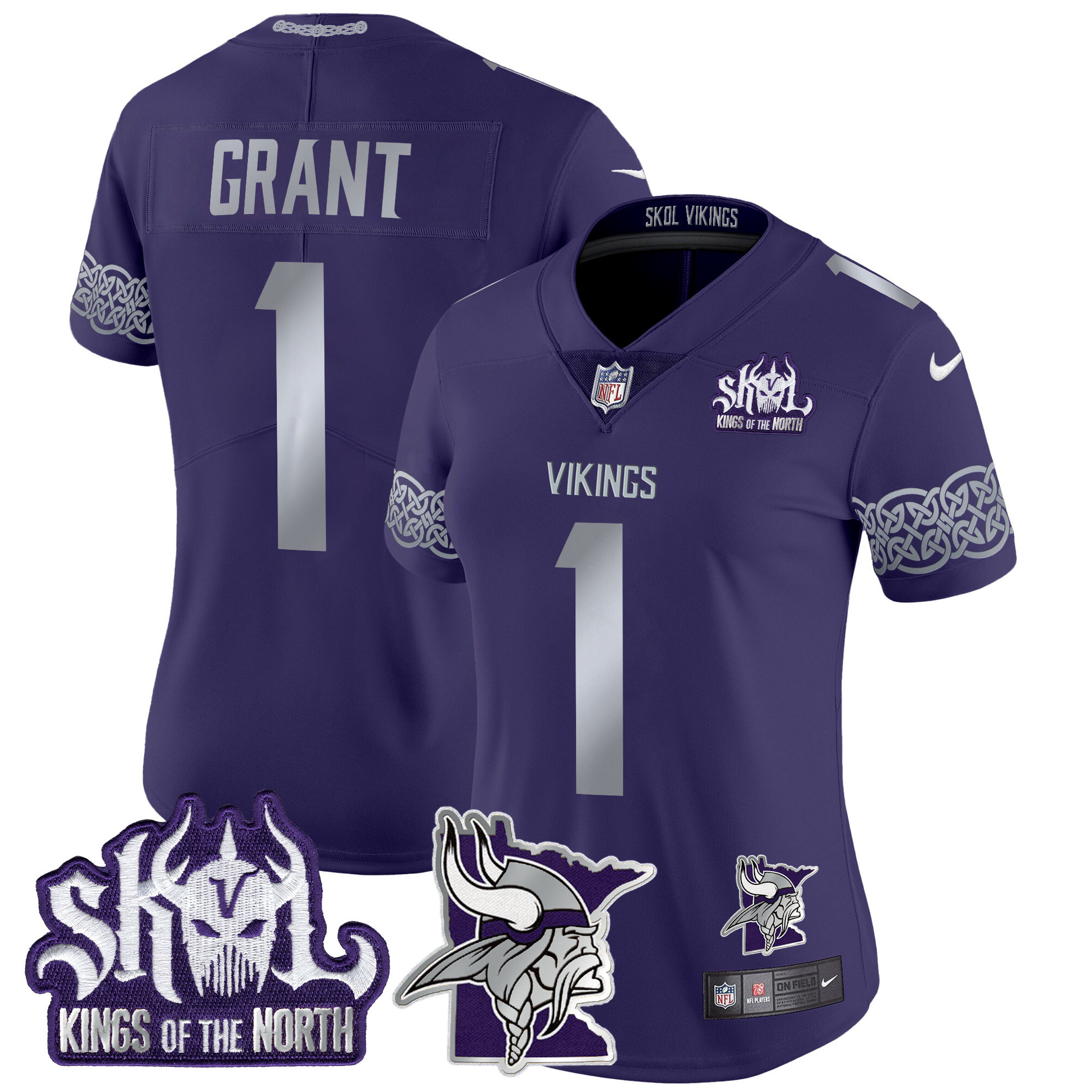 Women's Bud Grant Minnesota Vikings 2024 Winter Warrior Skol Patch Vapor Limited Purple Jersey V2 - All Stitched