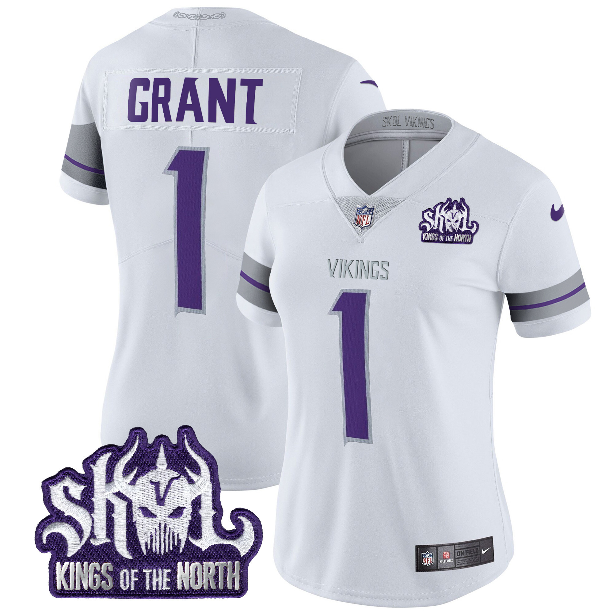 Women's Bud Grant Minnesota Vikings 2024 Winter Warrior Skol Patch Vapor Limited White Jersey - All Stitched