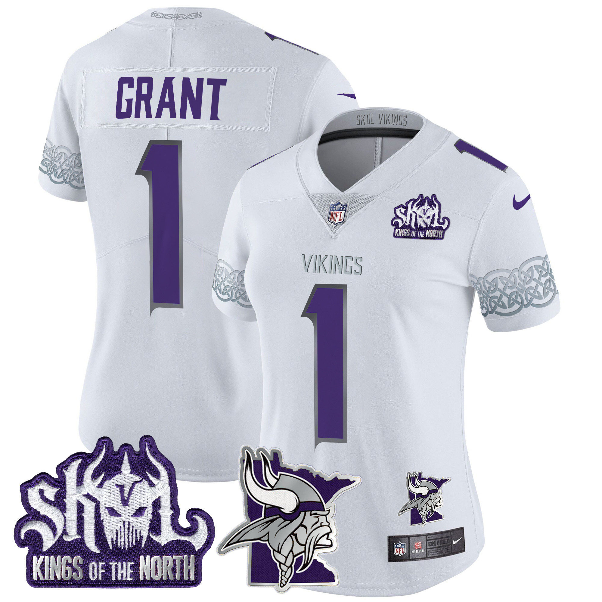 Women's Bud Grant Minnesota Vikings 2024 Winter Warrior Skol Patch Vapor Limited White Jersey V2 - All Stitched