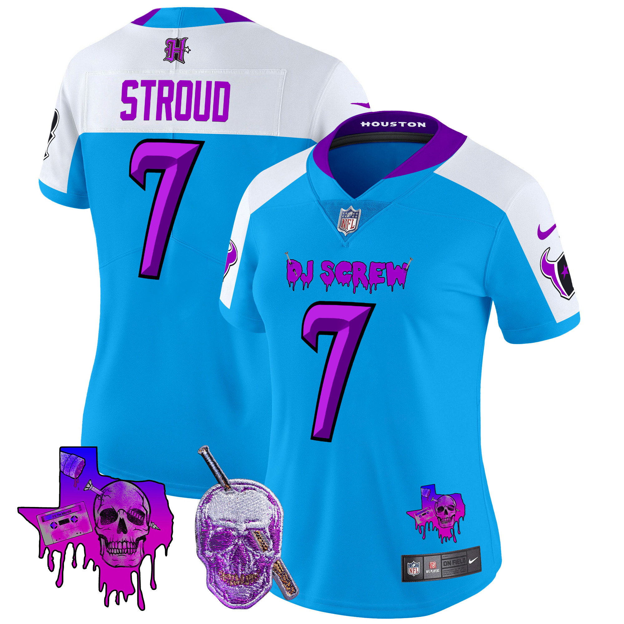 Women's C.J. Stroud Houston Texans DJ Screw Vapor Limited Blue Alternate Jersey - All Stitched