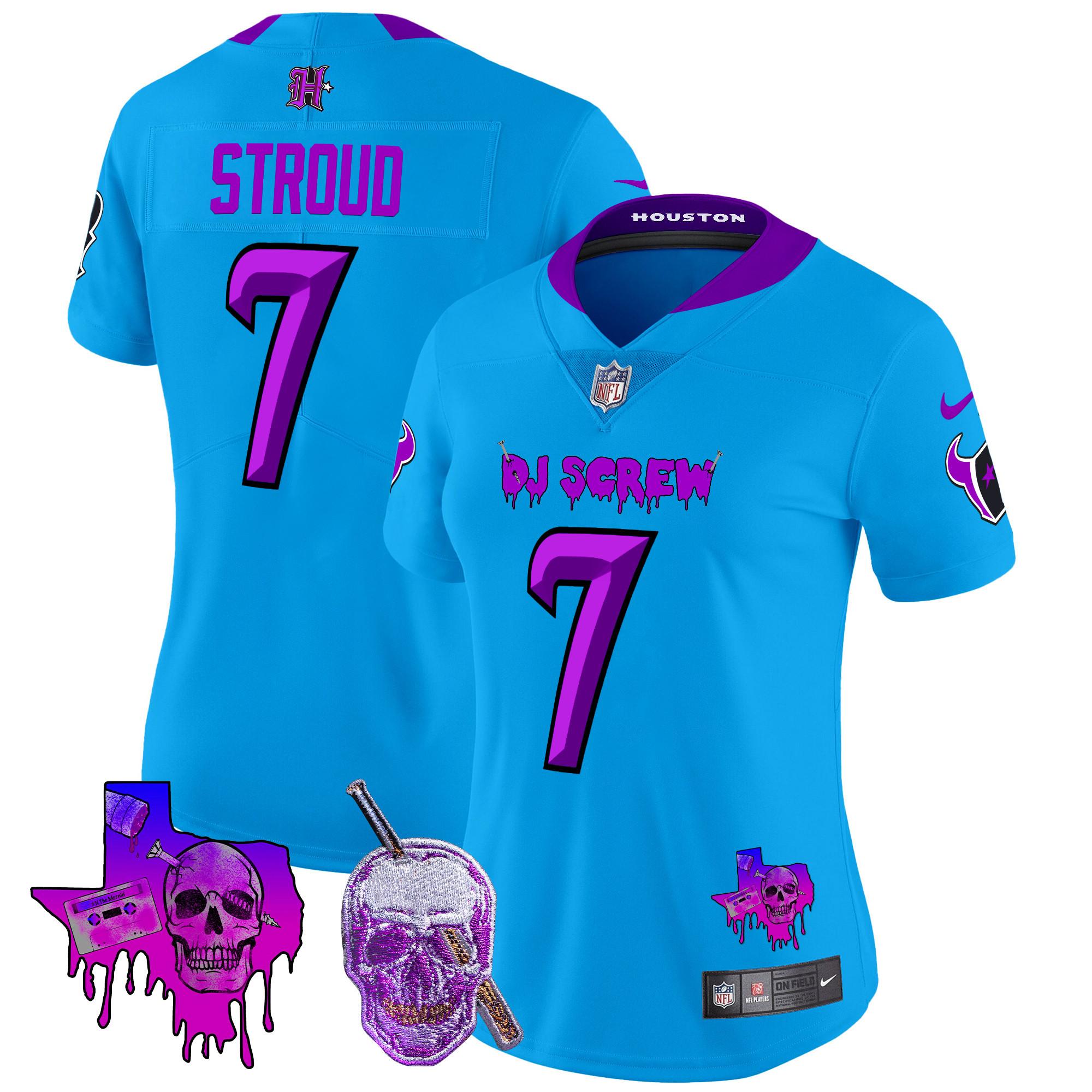 Women's C.J. Stroud Houston Texans DJ Screw Vapor Limited Blue Jersey - All Stitched