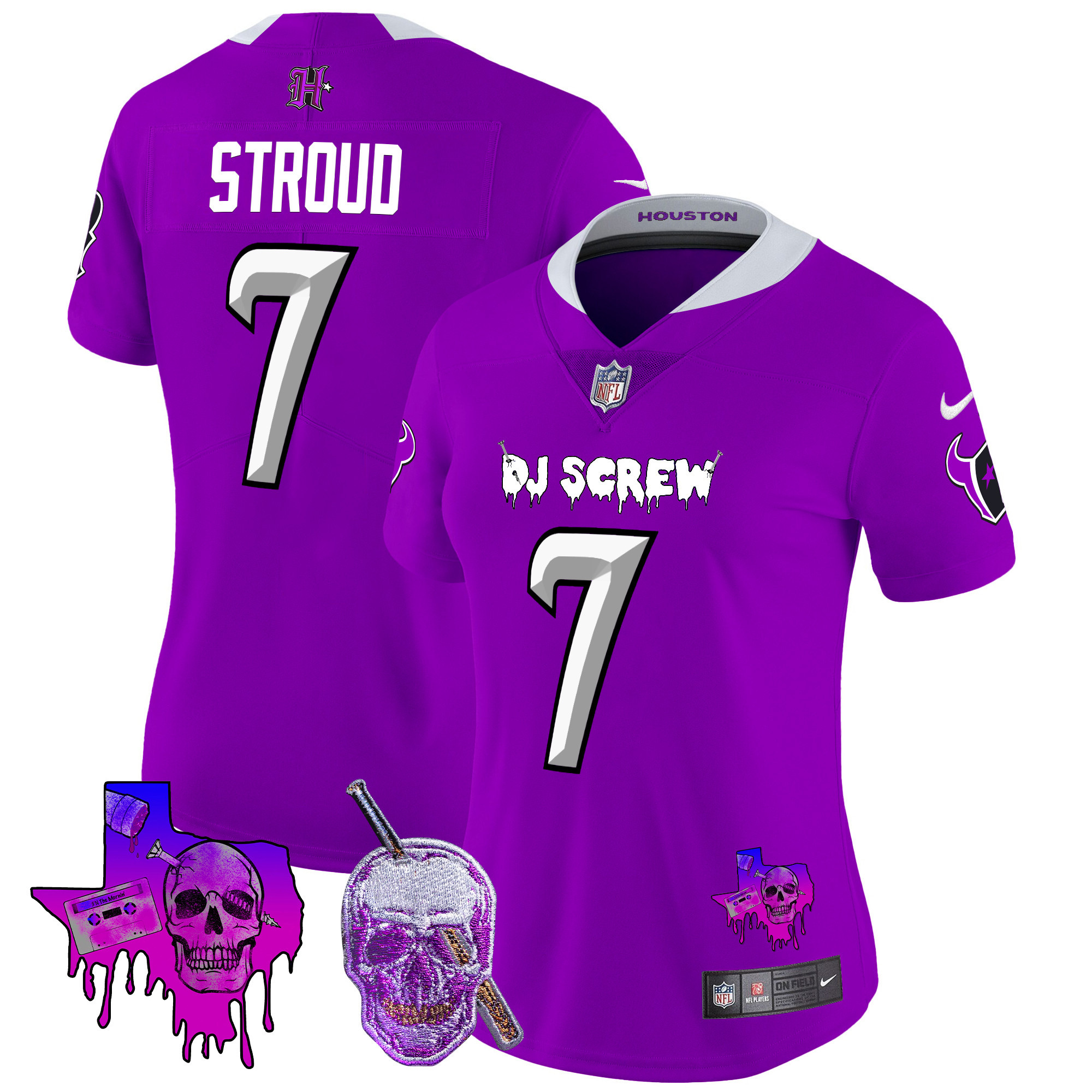 Women's C.J. Stroud Houston Texans DJ Screw Vapor Limited Purple Jersey - All Stitched