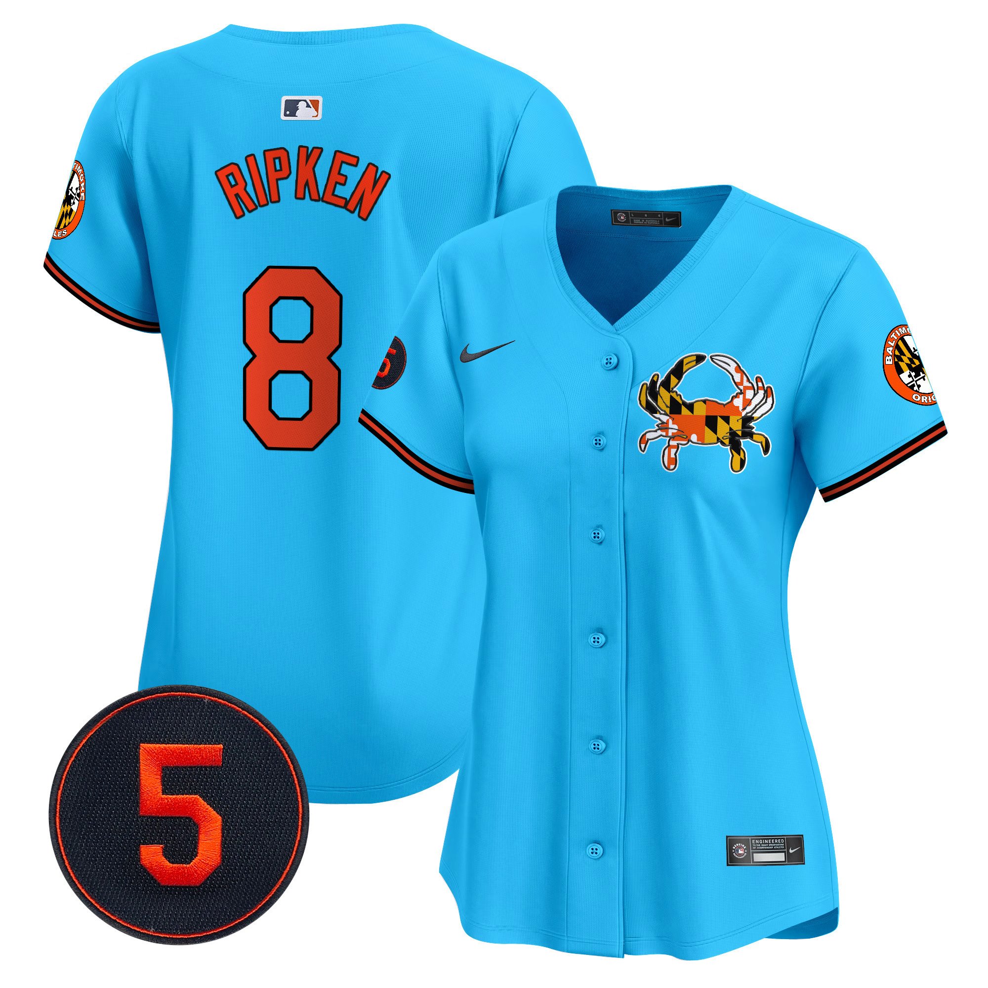 Women's Cal Ripken Baltimore Orioles Robinson Patch Vapor Premier Limited Light Blue Jersey V3 - All Stitched