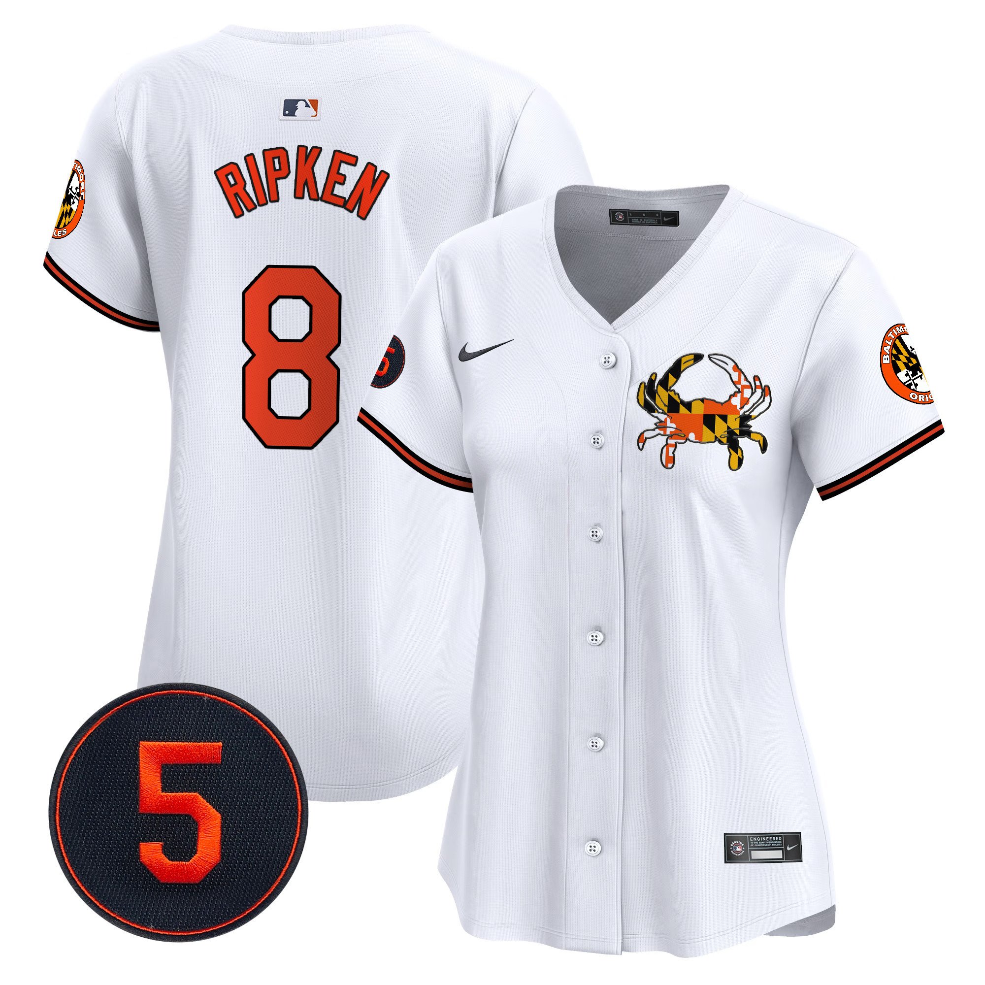 Women's Cal Ripken Baltimore Orioles Robinson Patch Vapor Premier Limited White Jersey V3 - All Stitched