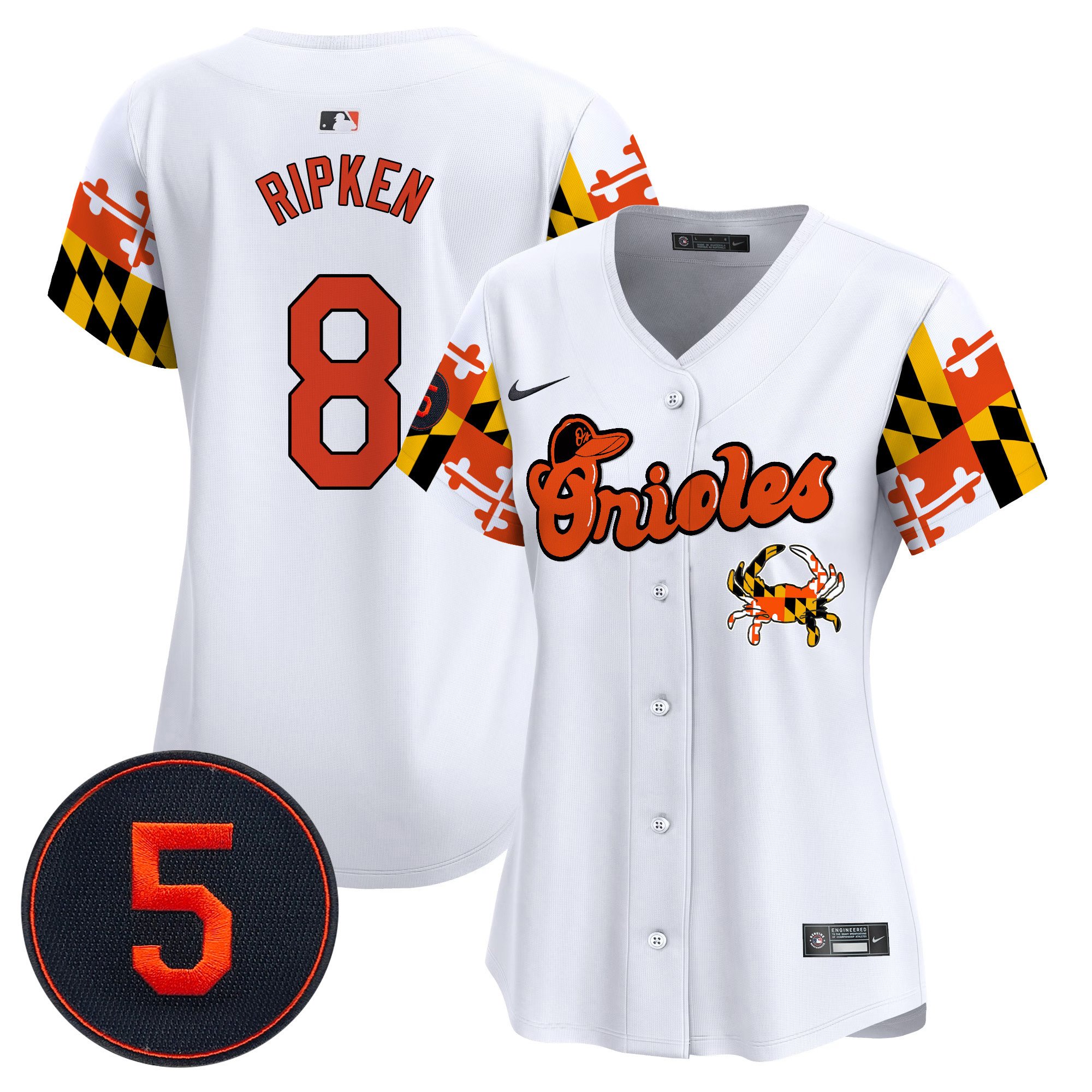Women's Cal Ripken Baltimore Orioles Robinson Patch Vapor Premier Limited White Jersey V7 - All Stitched