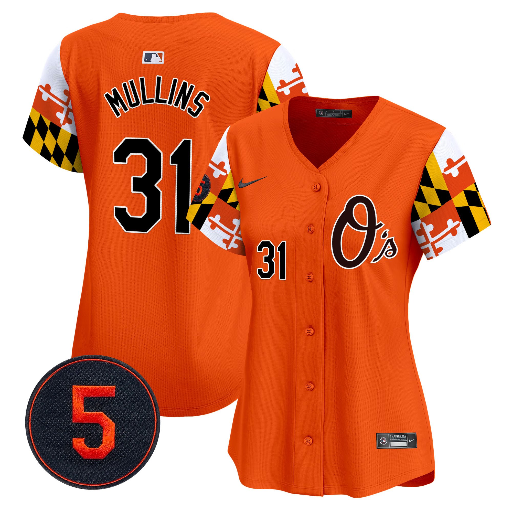 Women's Cedric Mullins Baltimore Orioles Robinson Patch Vapor Premier Limited Orange Jersey V5 - All Stitched