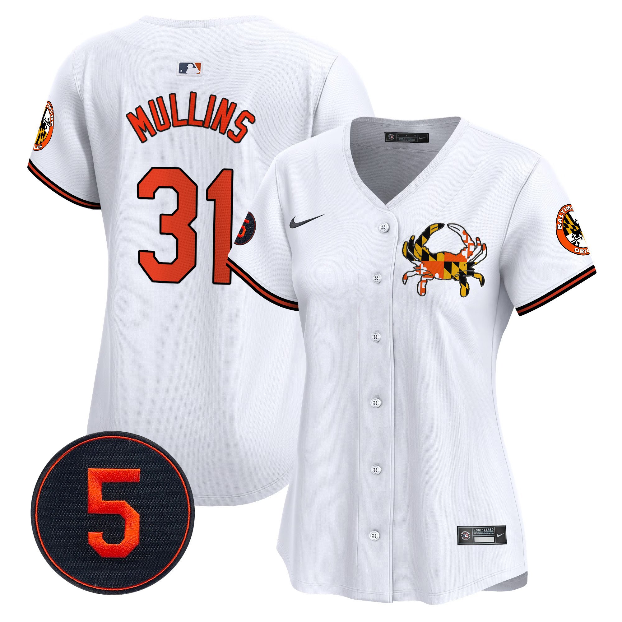 Women's Cedric Mullins Baltimore Orioles Robinson Patch Vapor Premier Limited White Jersey V3 - All Stitched