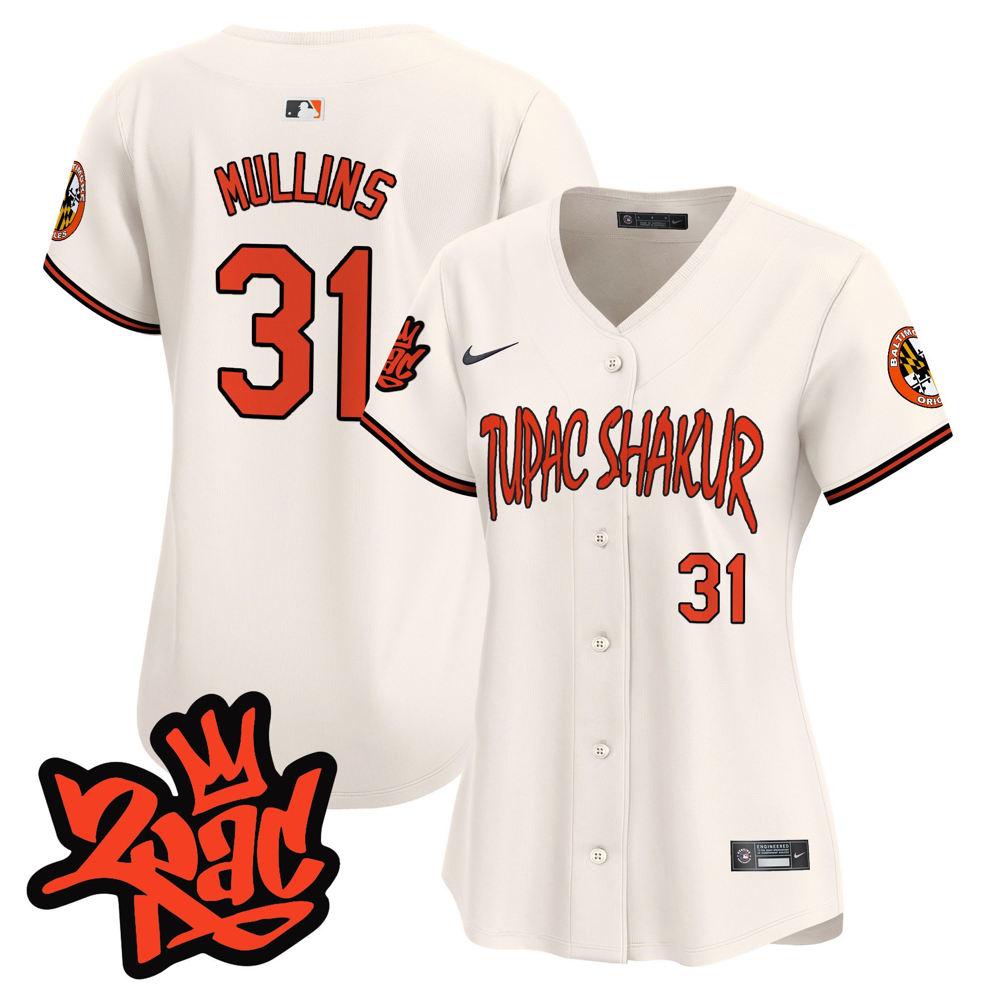 Women's Cedric Mullins Baltimore Orioles Tupac Shakur Vapor Premier Limited Cream Jersey - All Stitched