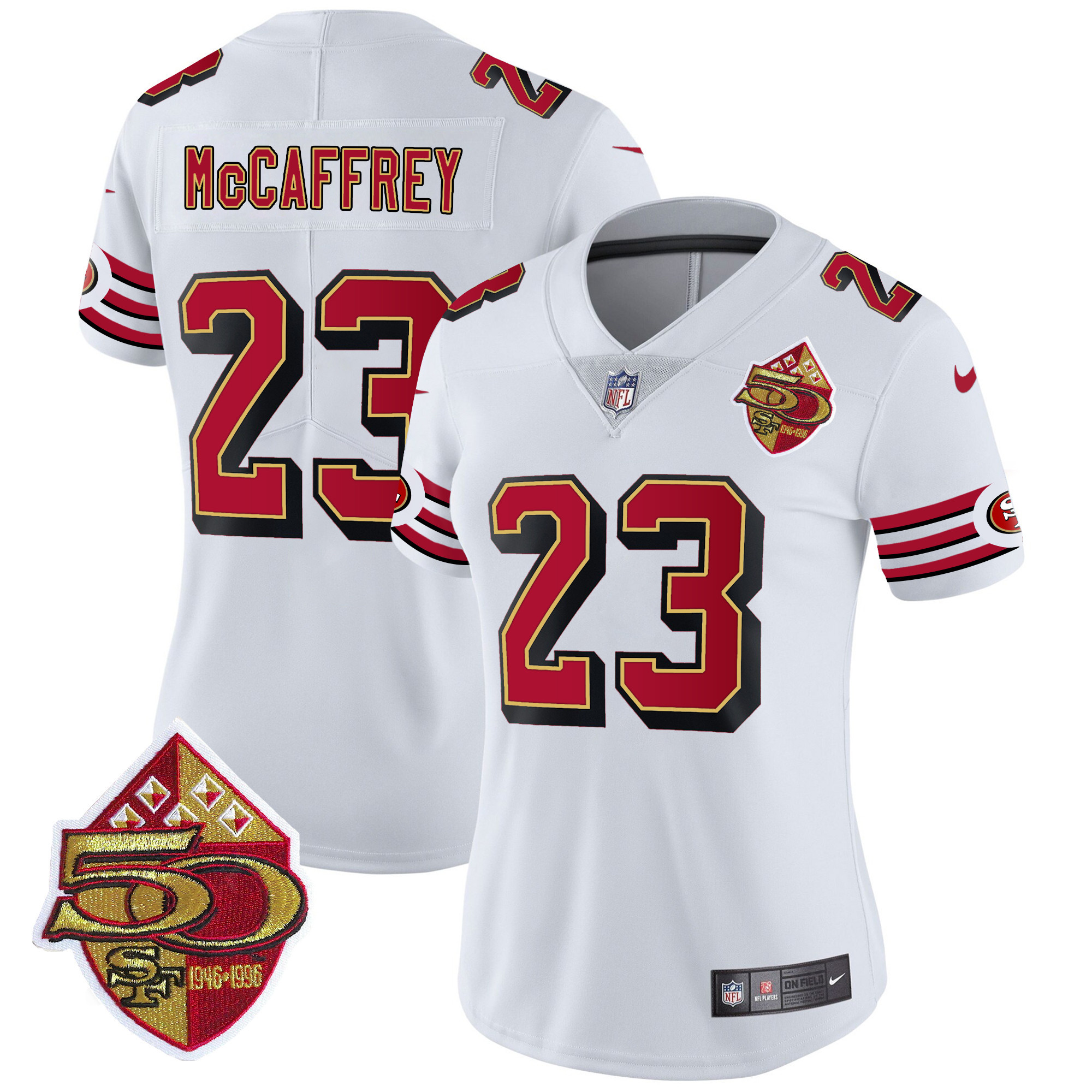 Women's Christian McCaffrey San Francisco 49ers 1996 Throwback Vapor Limited White Jersey - All Stitched