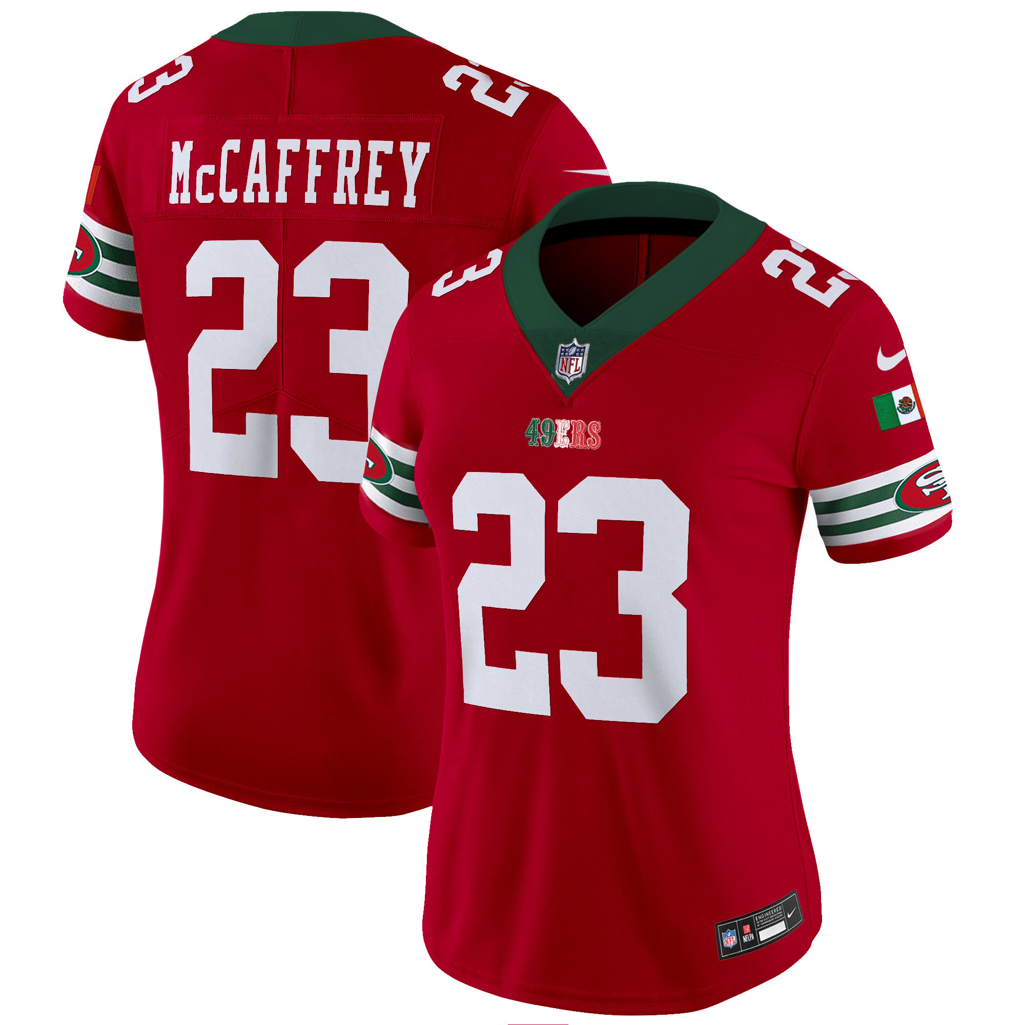 Women's Christian McCaffrey San Francisco 49ers Mexico Vapor Red Jersey V2 - All Stitched