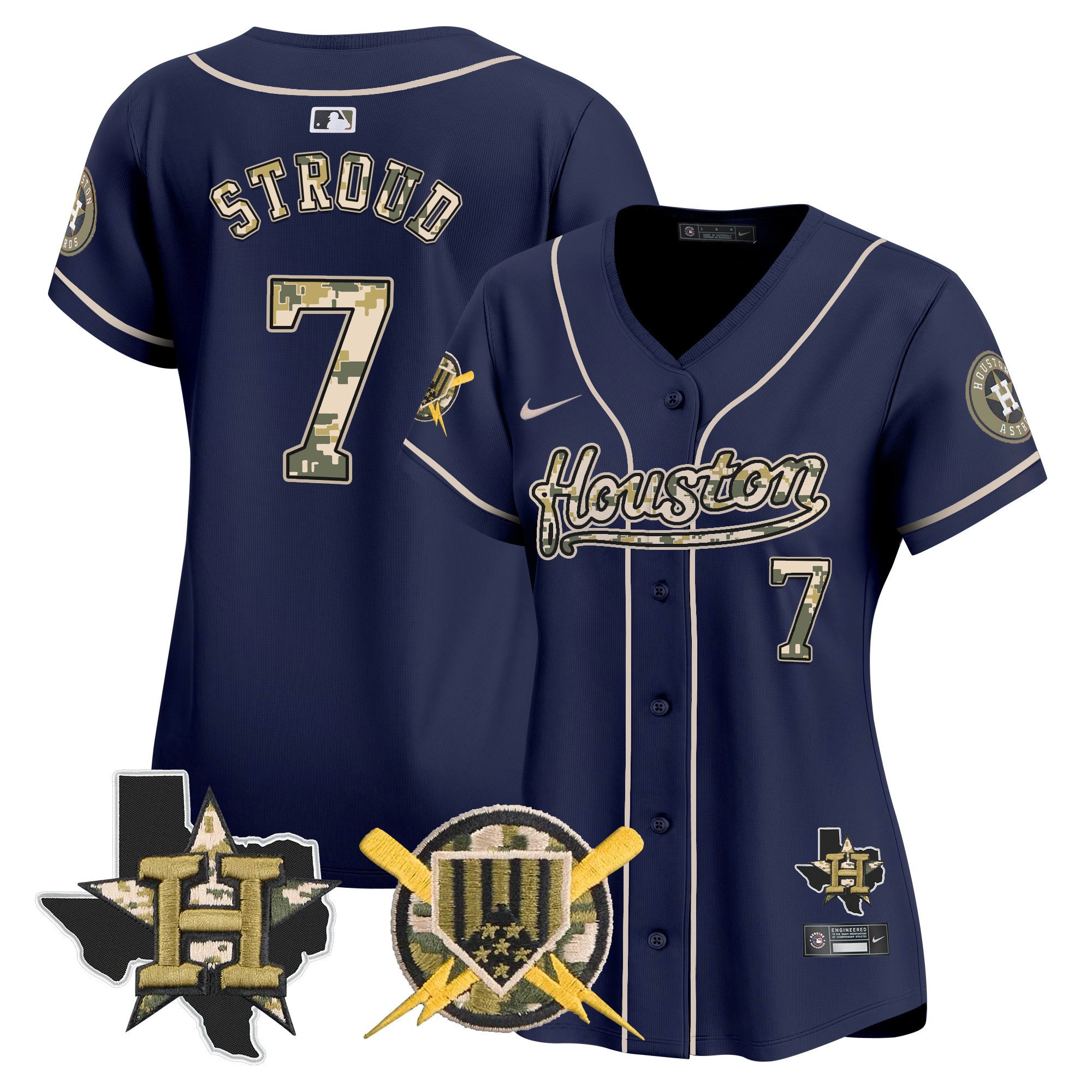 Women's CJ Stroud Houston Astros Armed Forces Day Vapor Premier Limited Navy Jersey - All Stitched