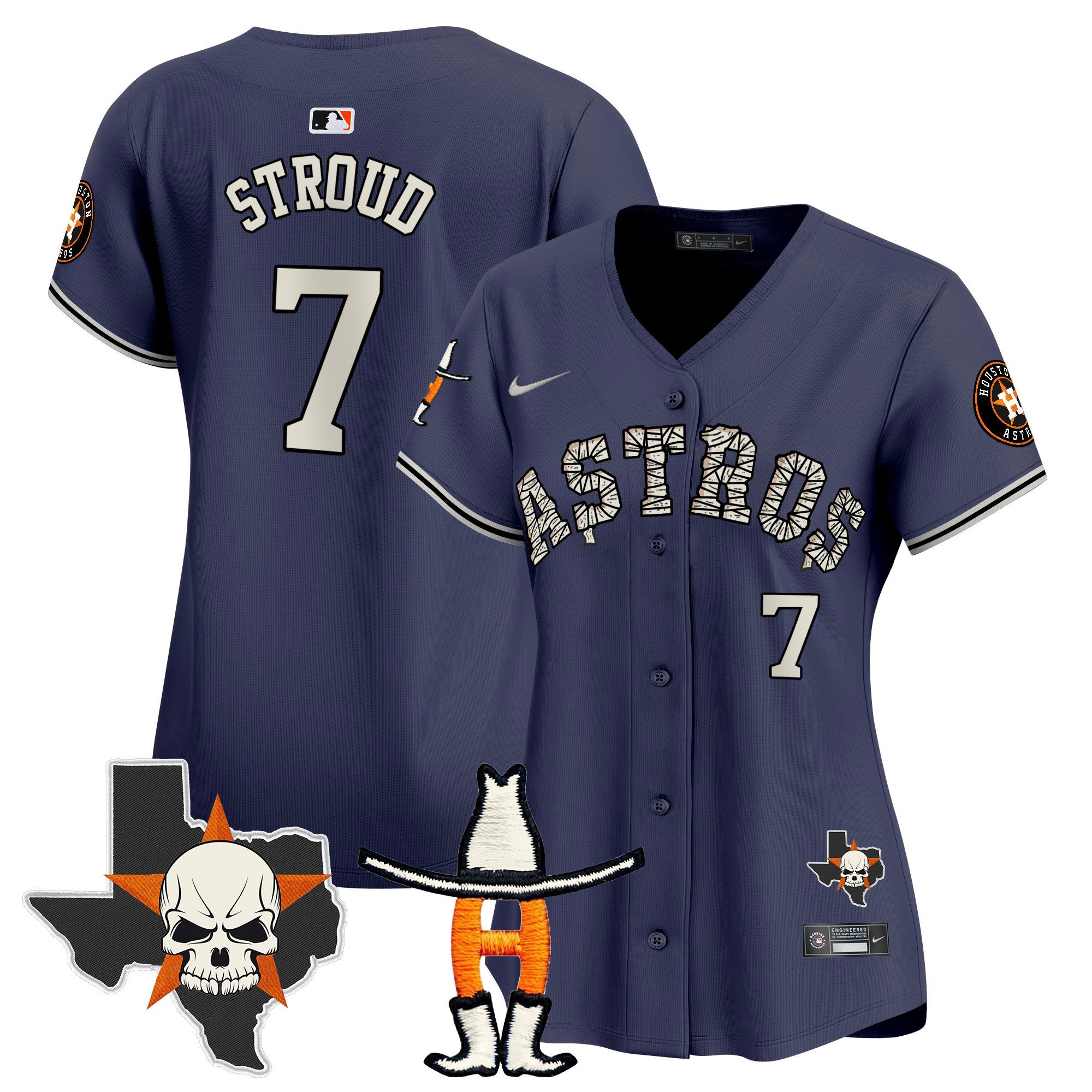 Women's CJ Stroud Houston Astros Halloween Vapor Premier Limited Navy Jersey - All Stitched