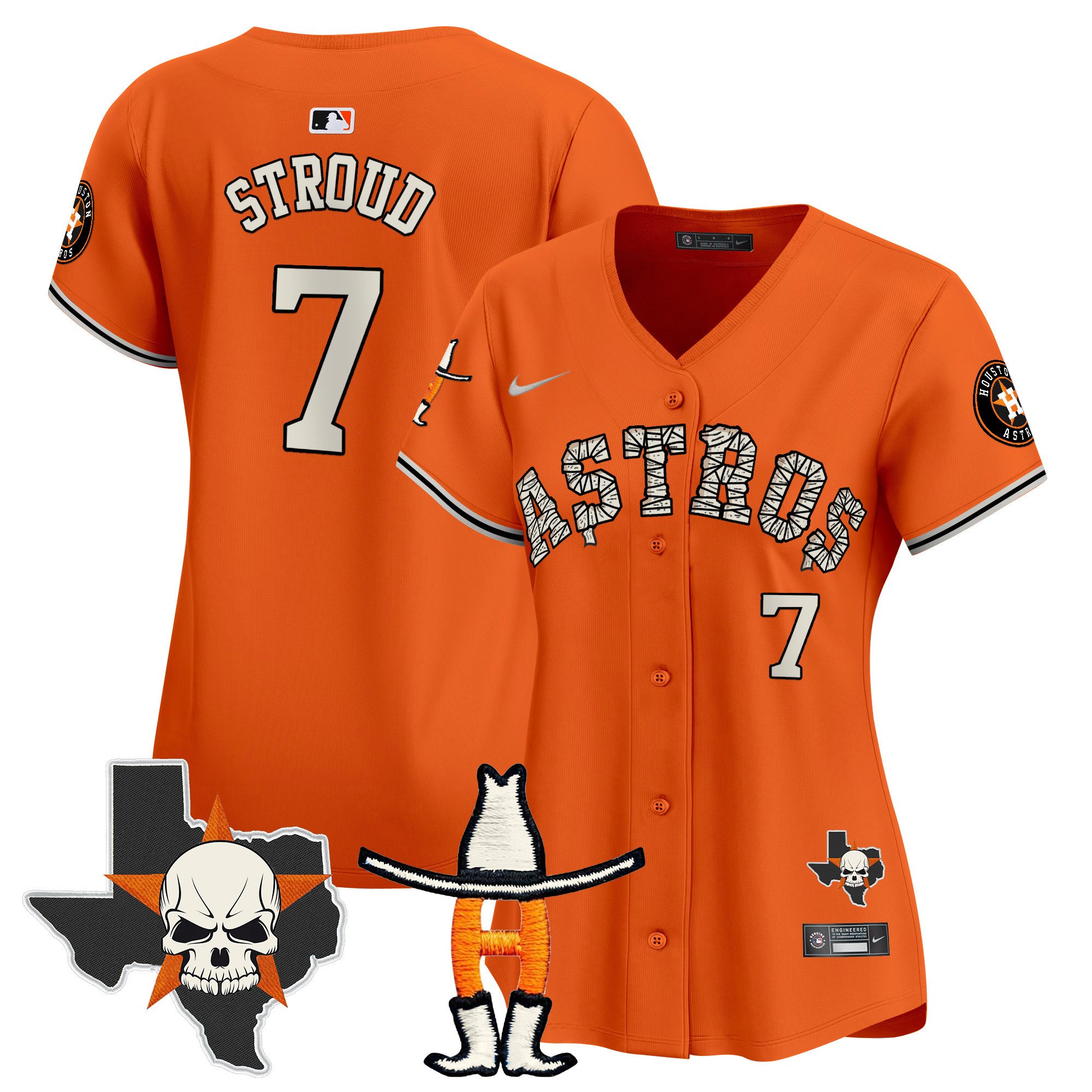 Women's CJ Stroud Houston Astros Halloween Vapor Premier Limited Orange Jersey - All Stitched