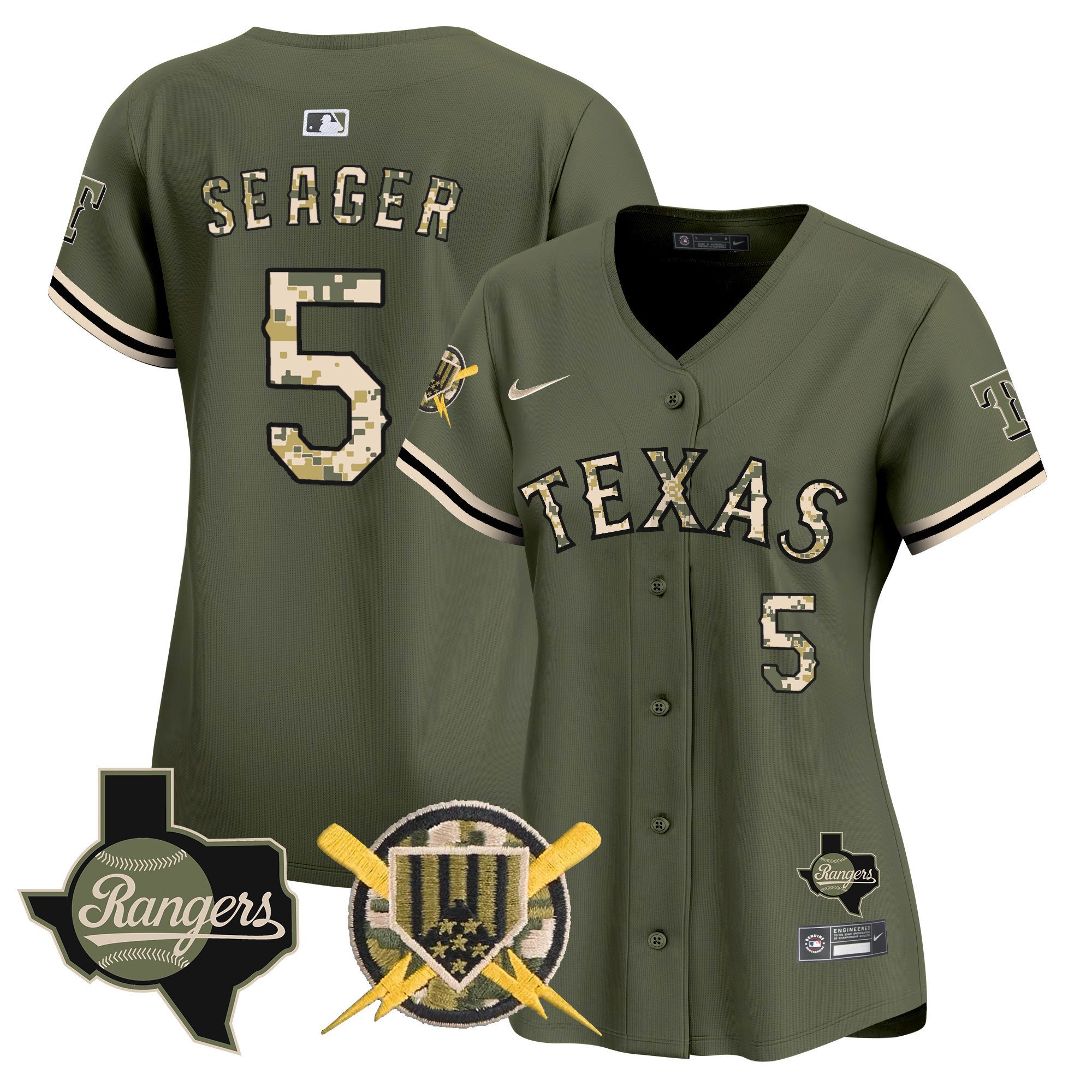 Women's Corey Seager Texas Rangers Armed Forces Day Vapor Premier Limited Green Jersey - All Stitched