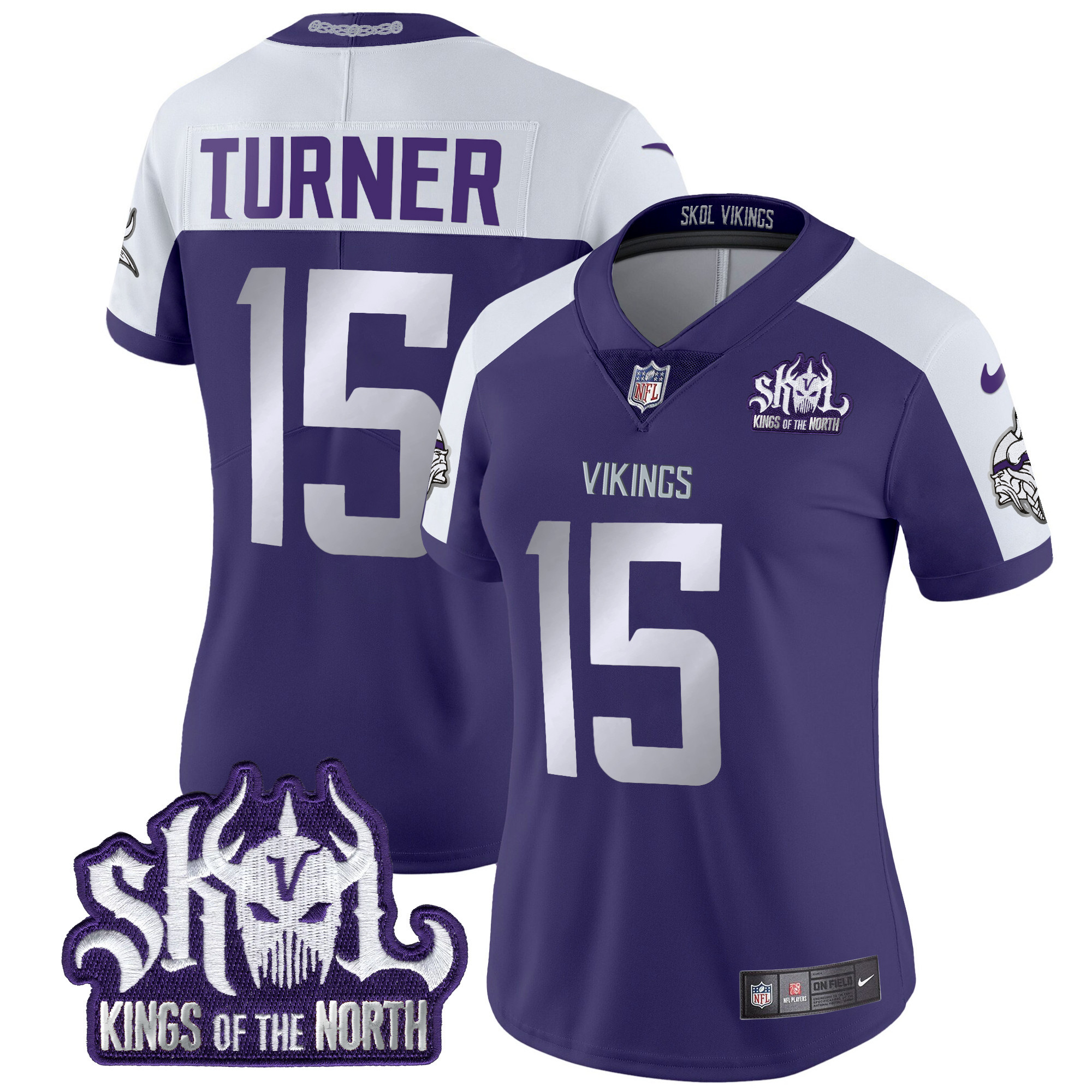 Women's Dallas Turner Minnesota Vikings 2024 Winter Warrior Skol Patch Vapor Limited Purple Alternate Jersey - All Stitched