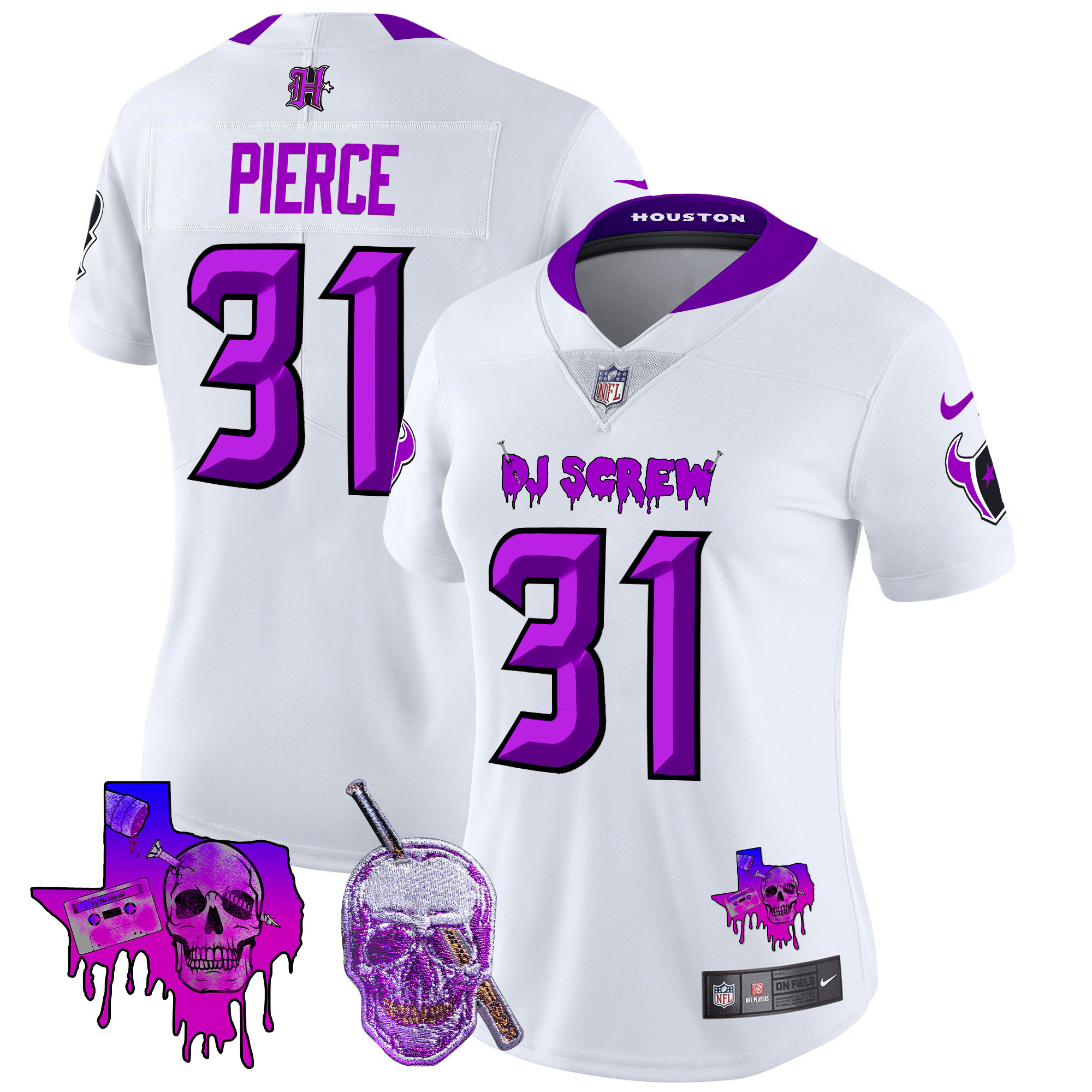 Women's Dameon Pierce Houston Texans DJ Screw Vapor Limited White Jersey - All Stitched