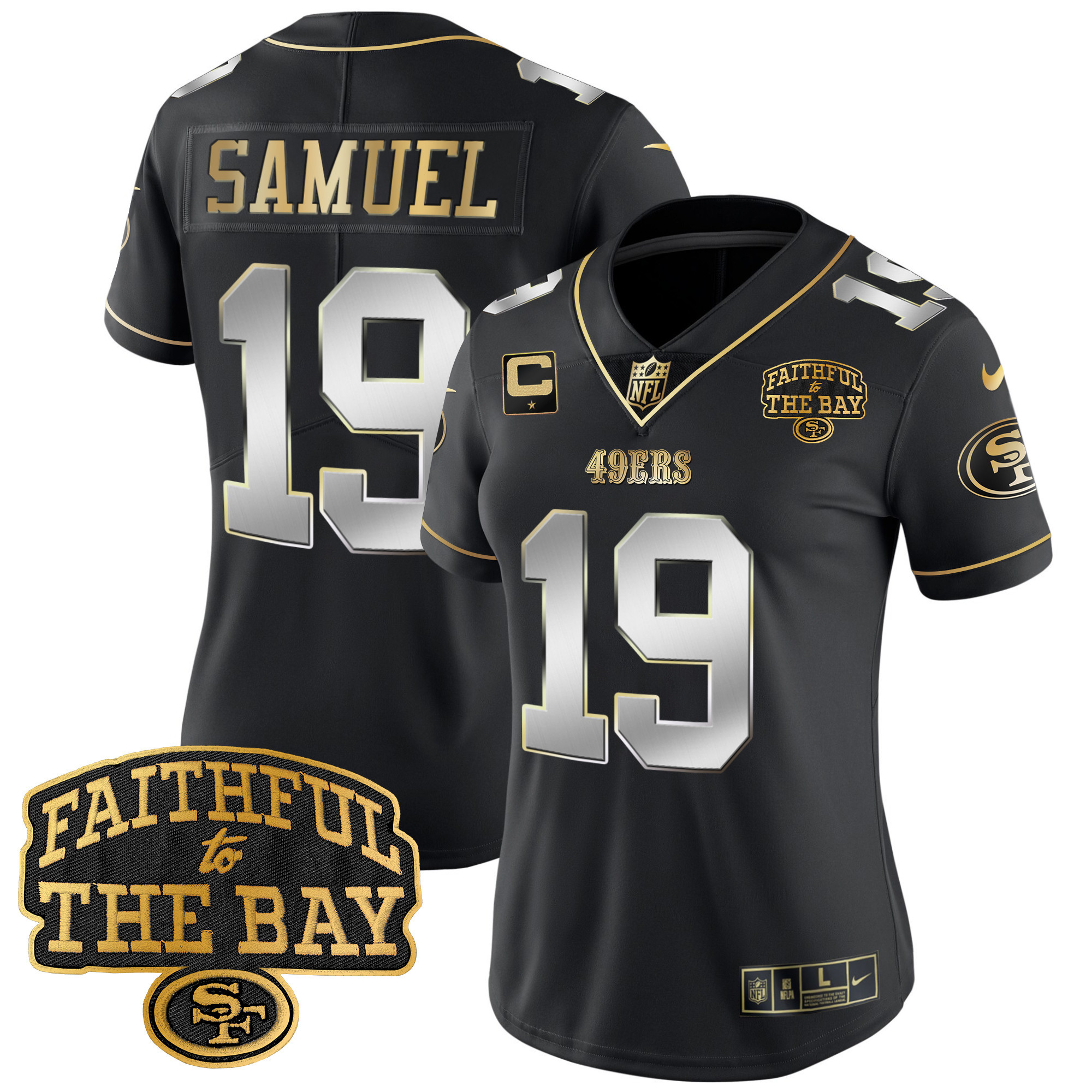 Women's Deebo Samuel San Francisco 49ers Faithful To The Bay Patch Vapor Limited Black Limited Jersey V8 - All Stitched