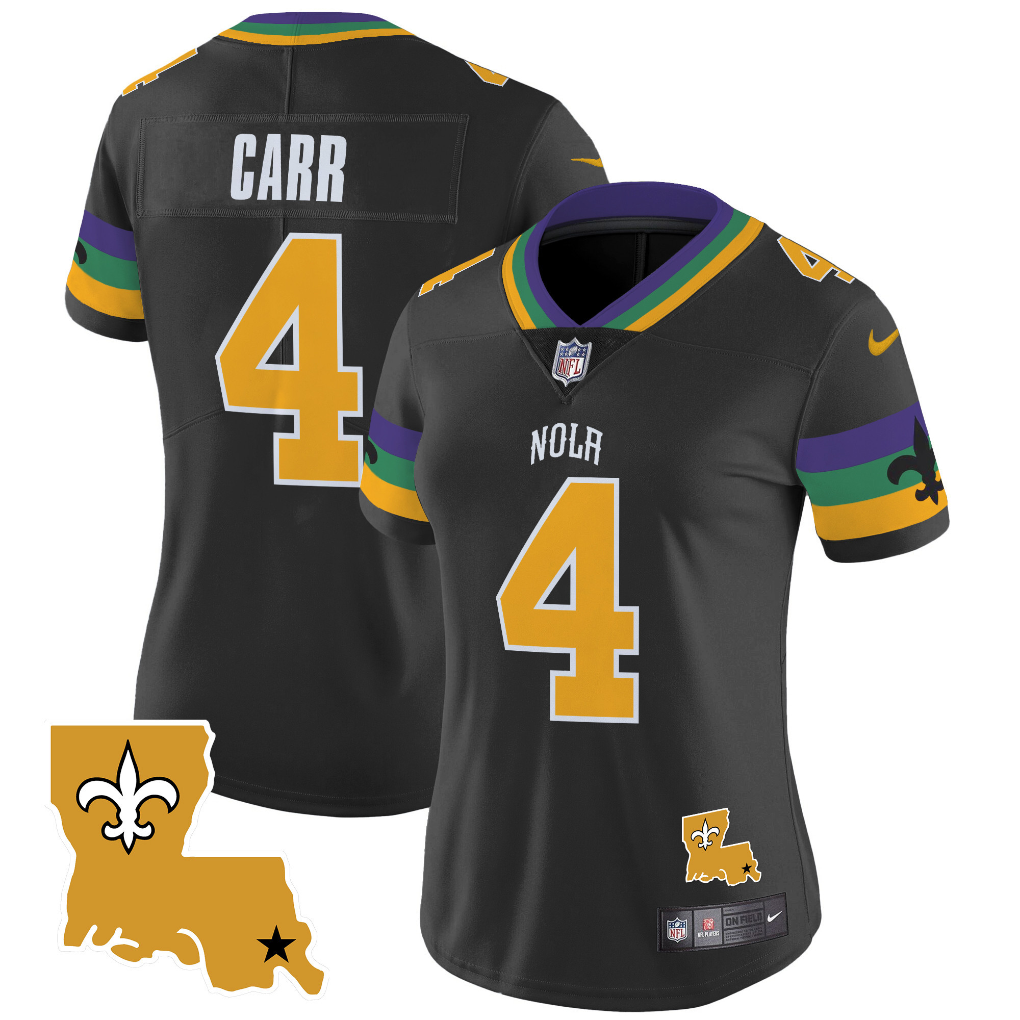 Women's Derek Carr New Orleans Saints 2024 New Orleans City Vapor Limited Black Jersey - All Stitched