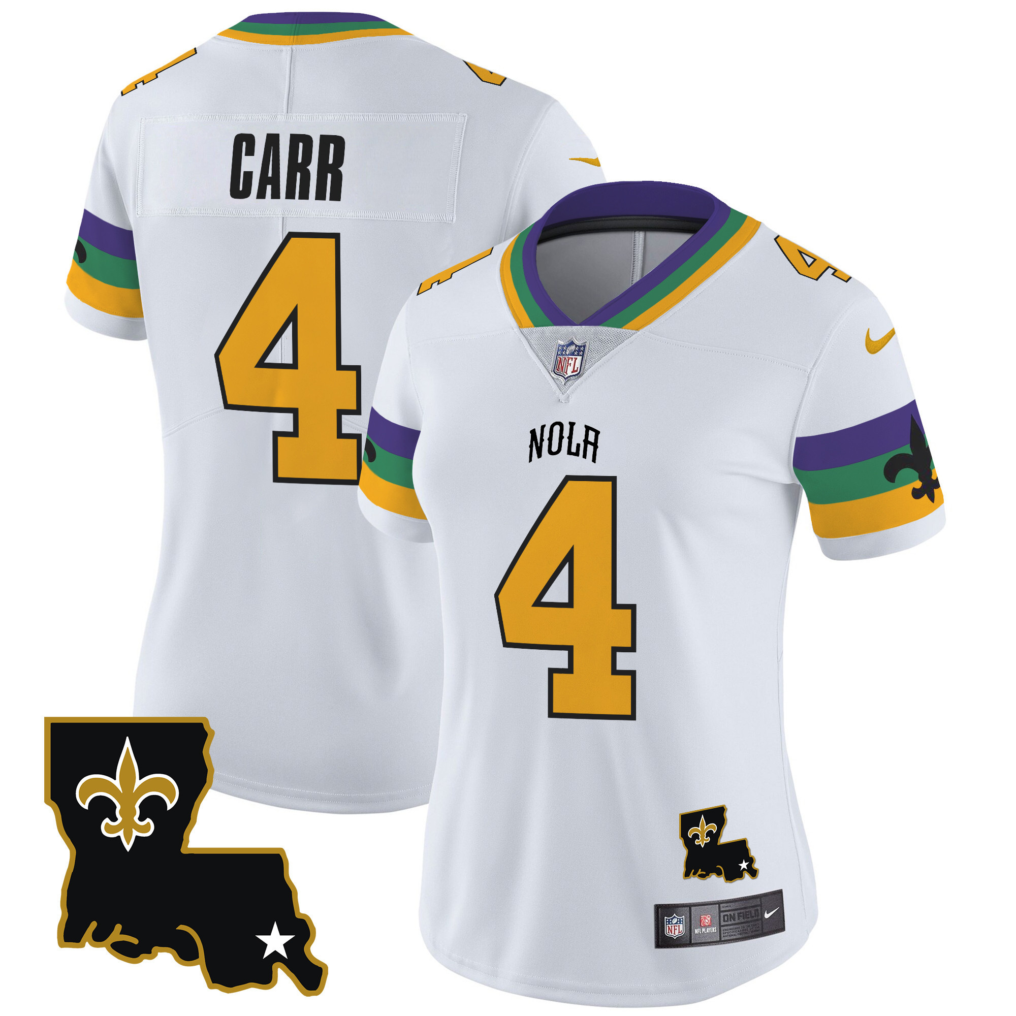 Women's Derek Carr New Orleans Saints 2024 New Orleans City Vapor Limited White Jersey - All Stitched