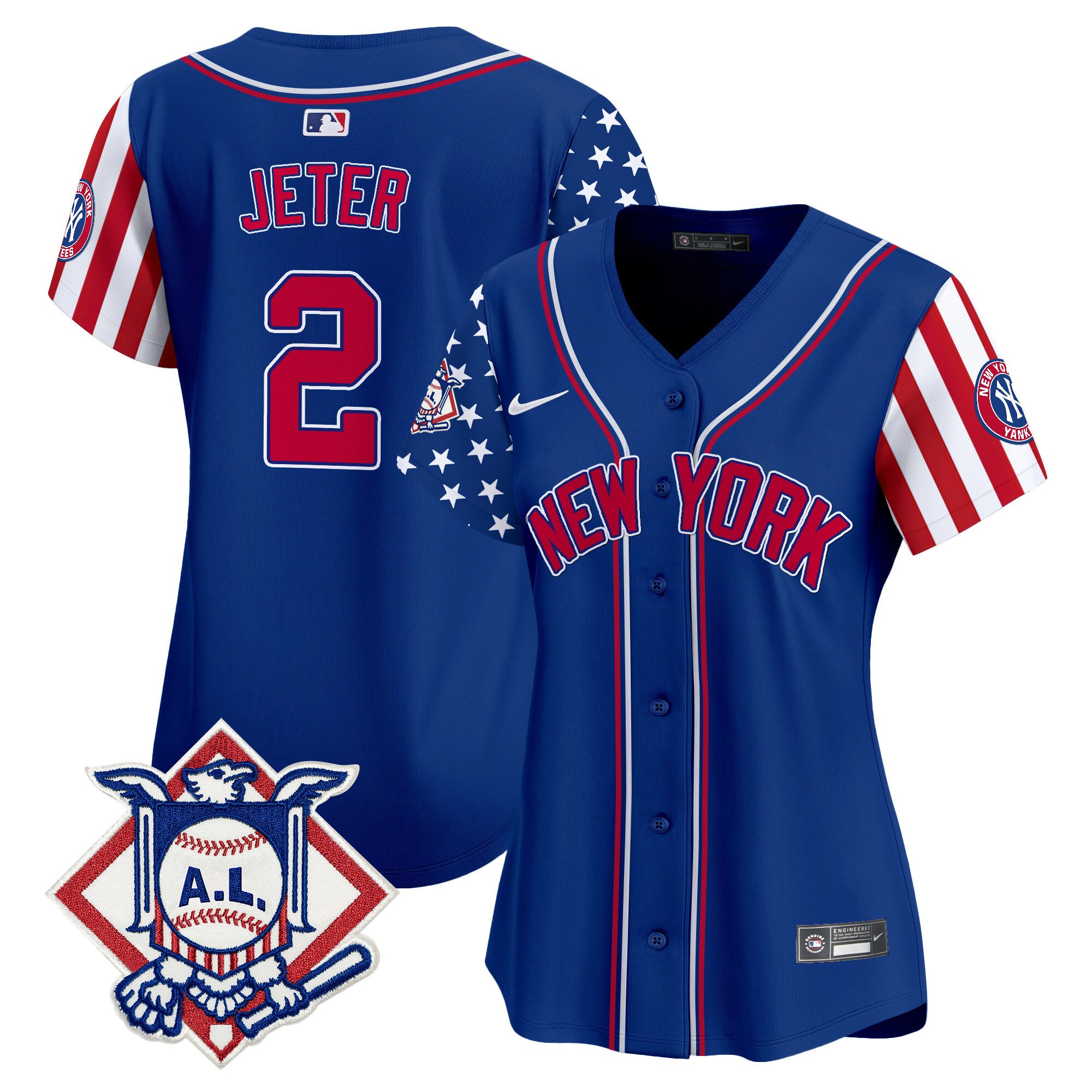 Women's Derek Jeter New York Yankees 2024 Fourth of July Vapor Premier Limited Royal Jersey V2 - All Stitched