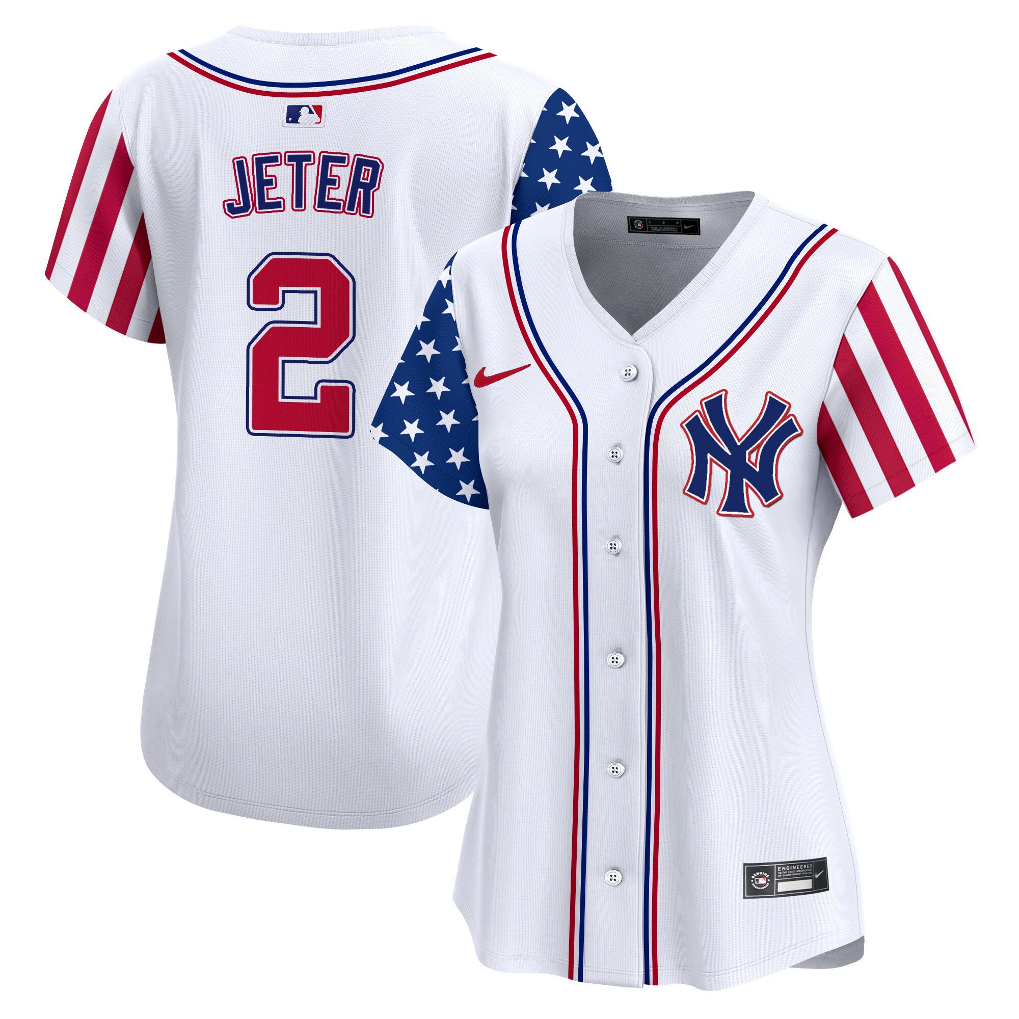 Women's Derek Jeter New York Yankees 2024 Independence Day Vapor Premier Limited White Jersey - All Stitched
