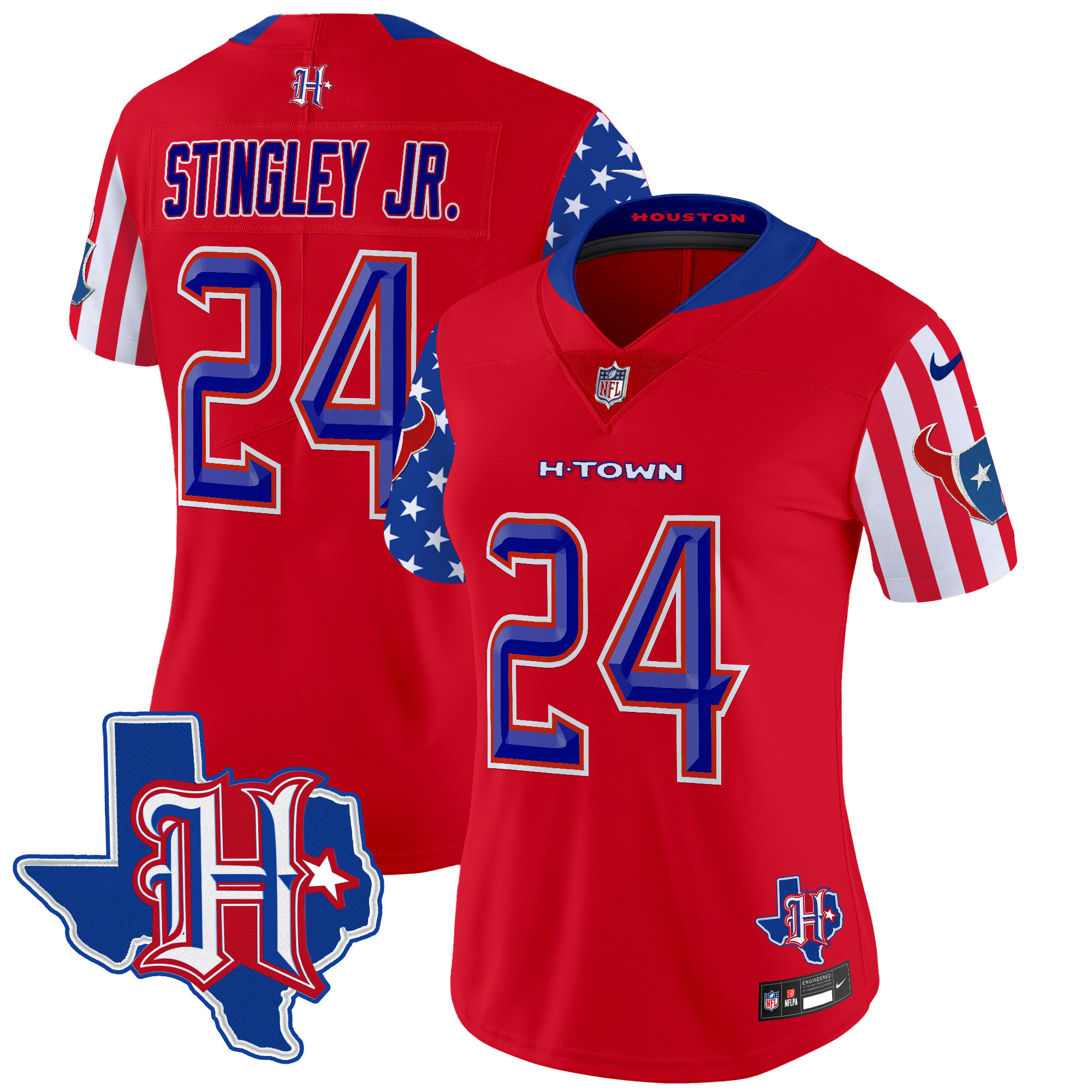Women's Derek Stingley Jr. Houston Texans American Style Vapor Limited Red Jersey - All Stitched