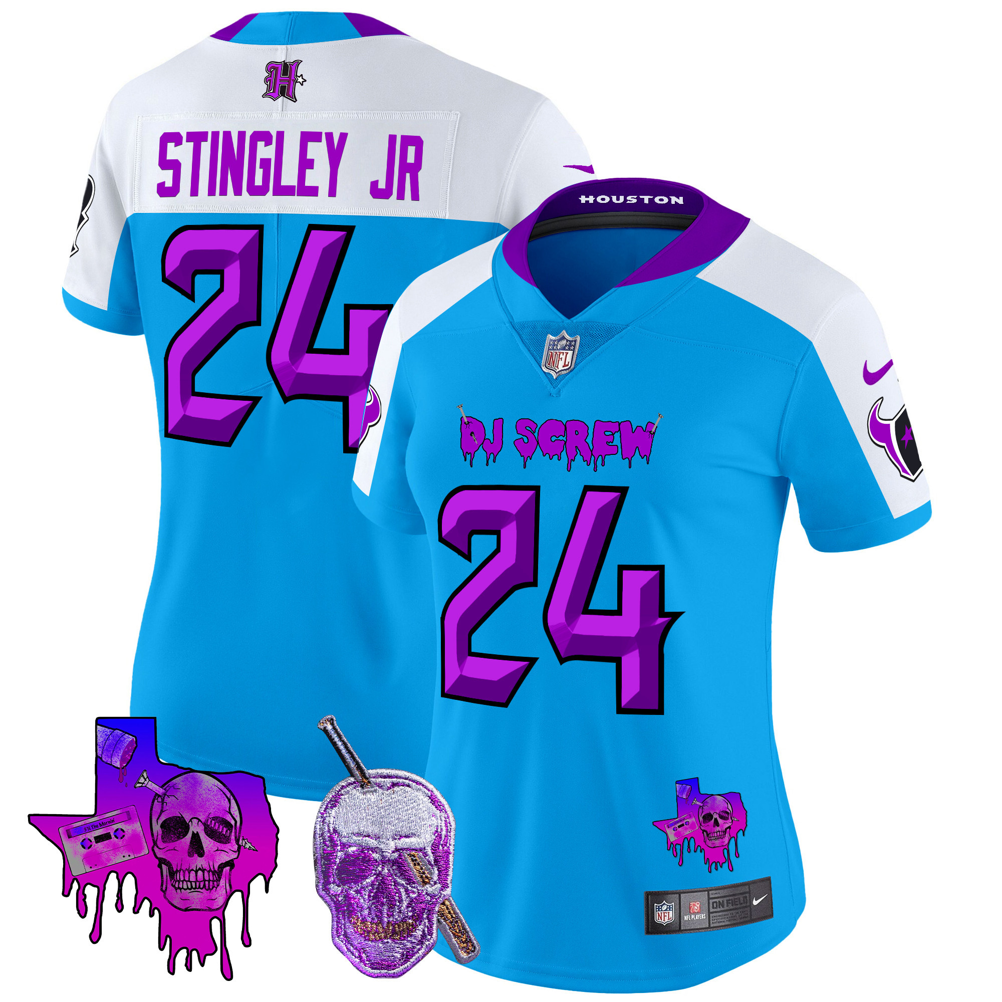 Women's Derek Stingley Jr. Houston Texans DJ Screw Vapor Limited Blue Alternate Jersey - All Stitched