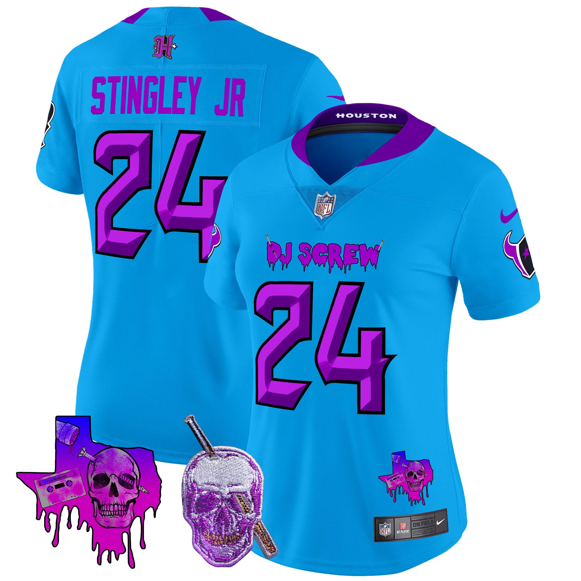 Women's Derek Stingley Jr. Houston Texans DJ Screw Vapor Limited Blue Jersey - All Stitched