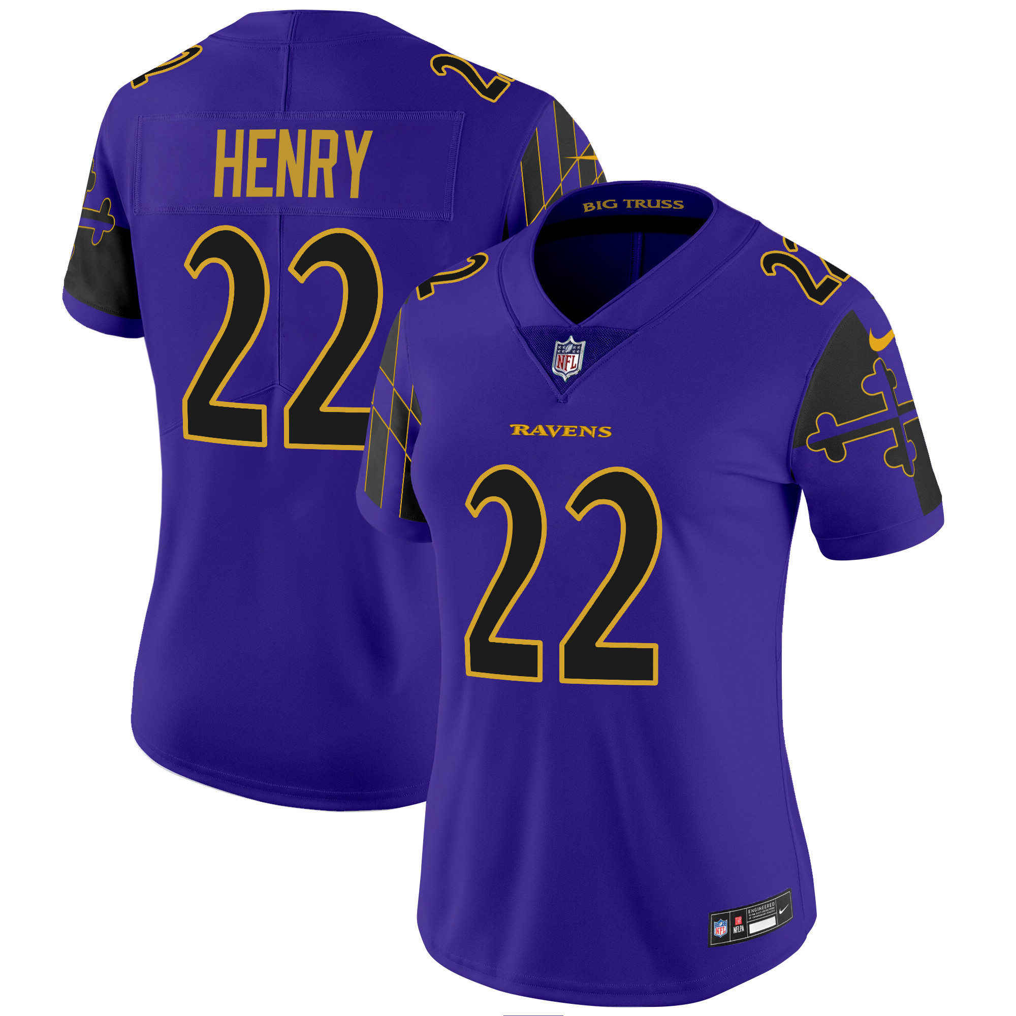 Women's Derrick Henry Baltimore Ravens Maryland Flag Vapor Limited Purple Limited Jersey - All Stitched