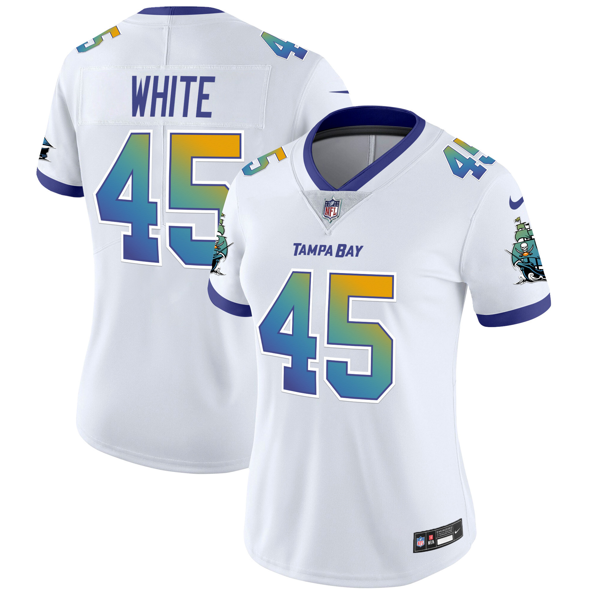 Women's Devin White Tampa Bay Buccaneers "Tampa City" Vapor Limited White Jersey - All Stitched
