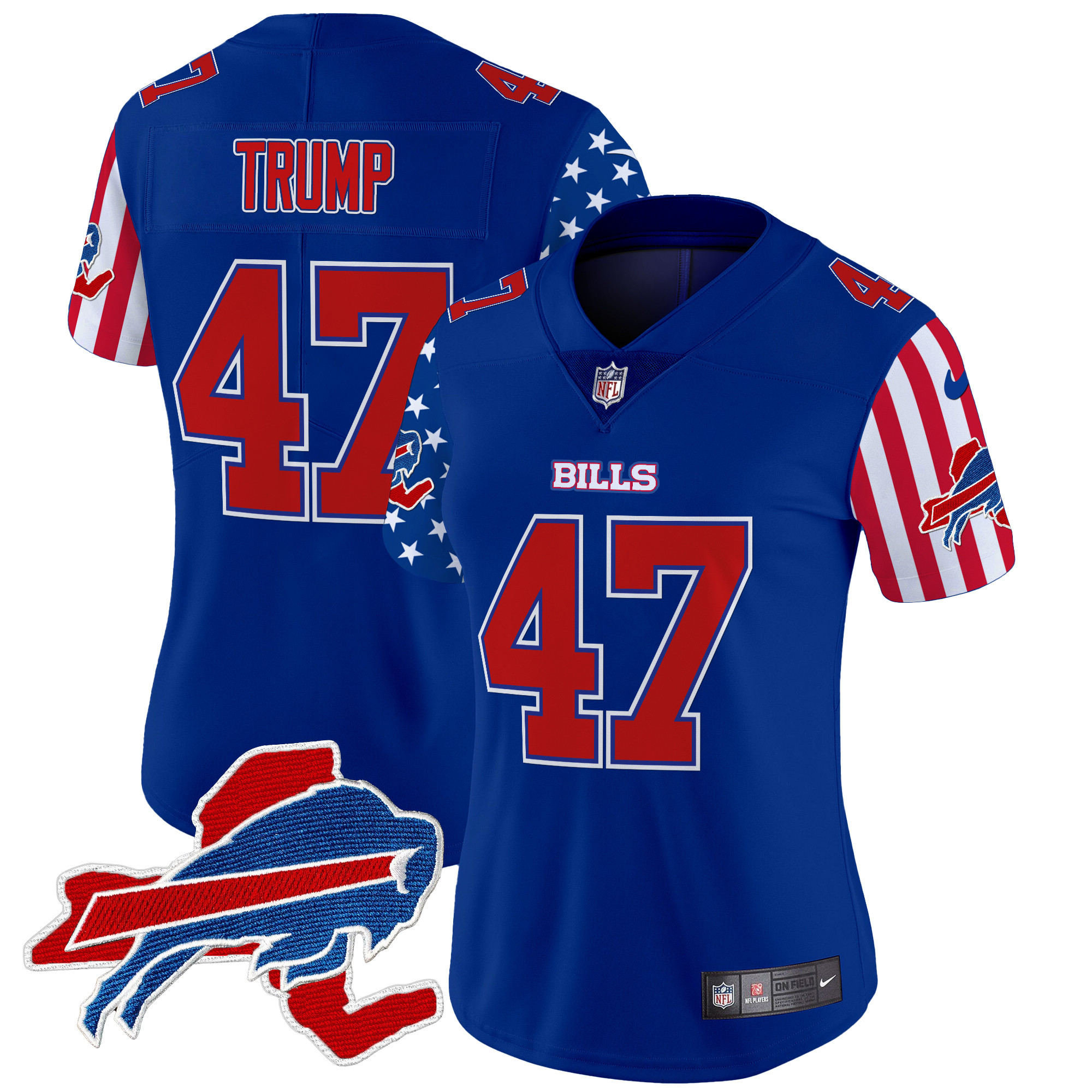 Women's Donald Trump Buffalo Bills American Style Vapor Limited Royal Jersey - All Stitched