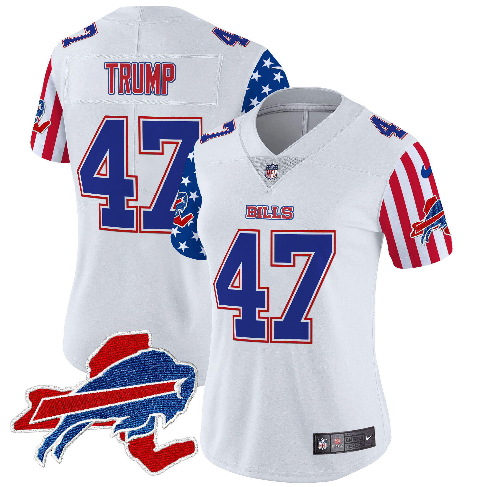 Women's Donald Trump Buffalo Bills American Style Vapor Limited White Jersey - All Stitched