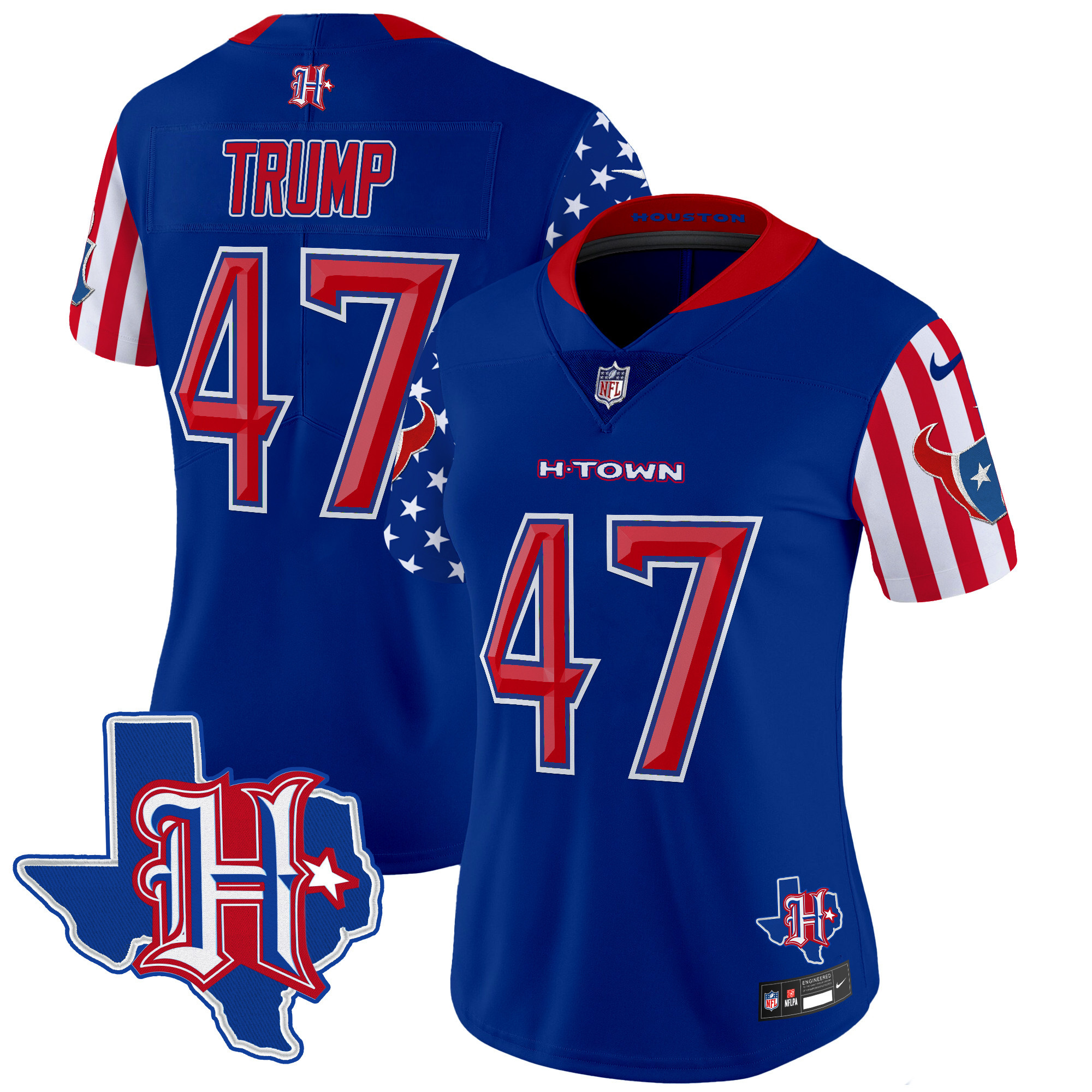 Women's Donald Trump Houston Texans American Style Vapor Limited Royal Jersey - All Stitched