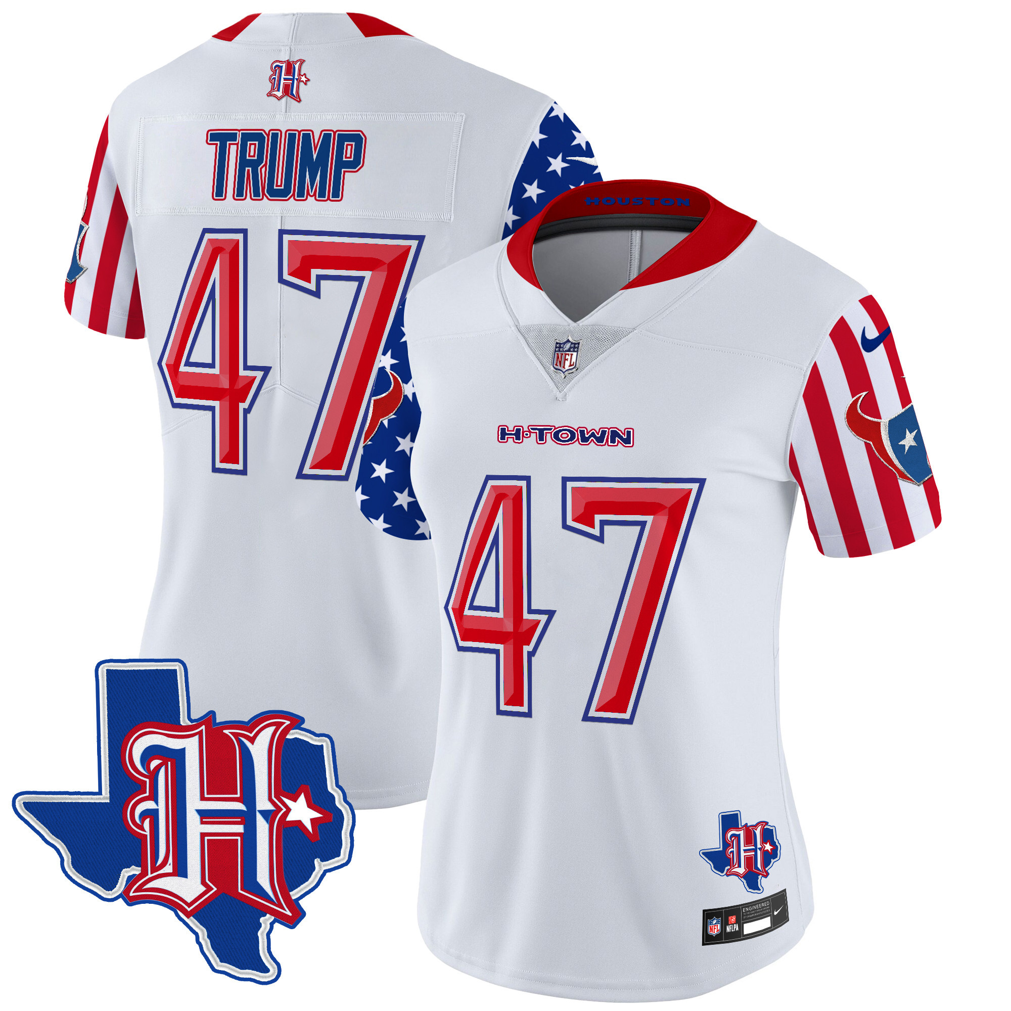Women's Donald Trump Houston Texans American Style Vapor Limited White Jersey - All Stitched