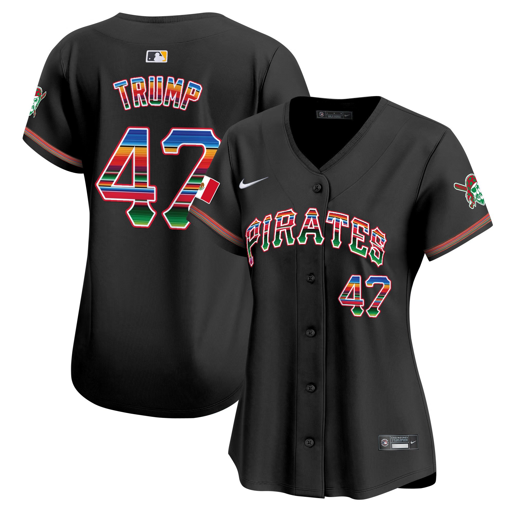 Women's Donald Trump Pittsburgh Pirates Mexico Vapor Premier Limited Black Jersey - All Stitched