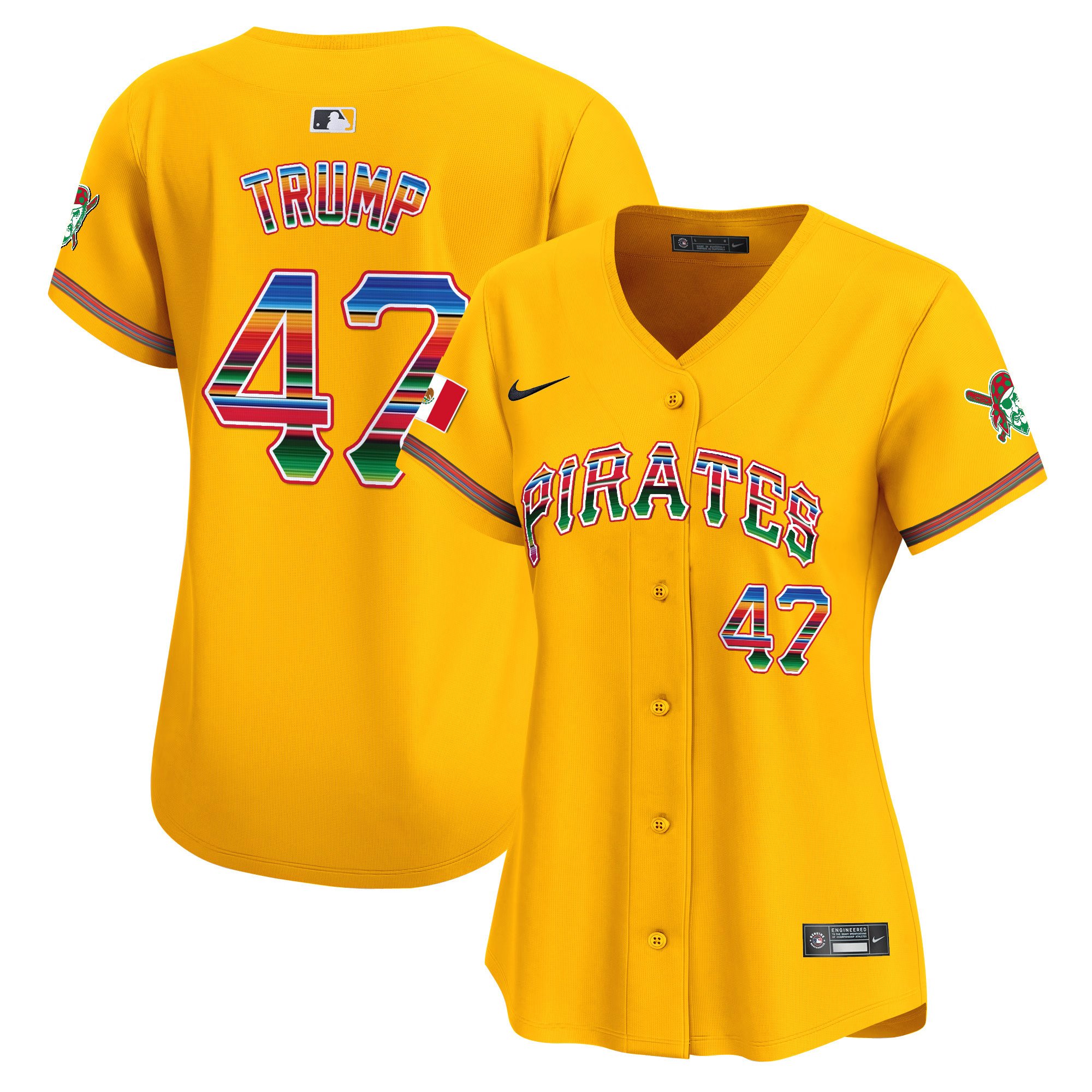 Women's Donald Trump Pittsburgh Pirates Mexico Vapor Premier Limited Gold Jersey - All Stitched