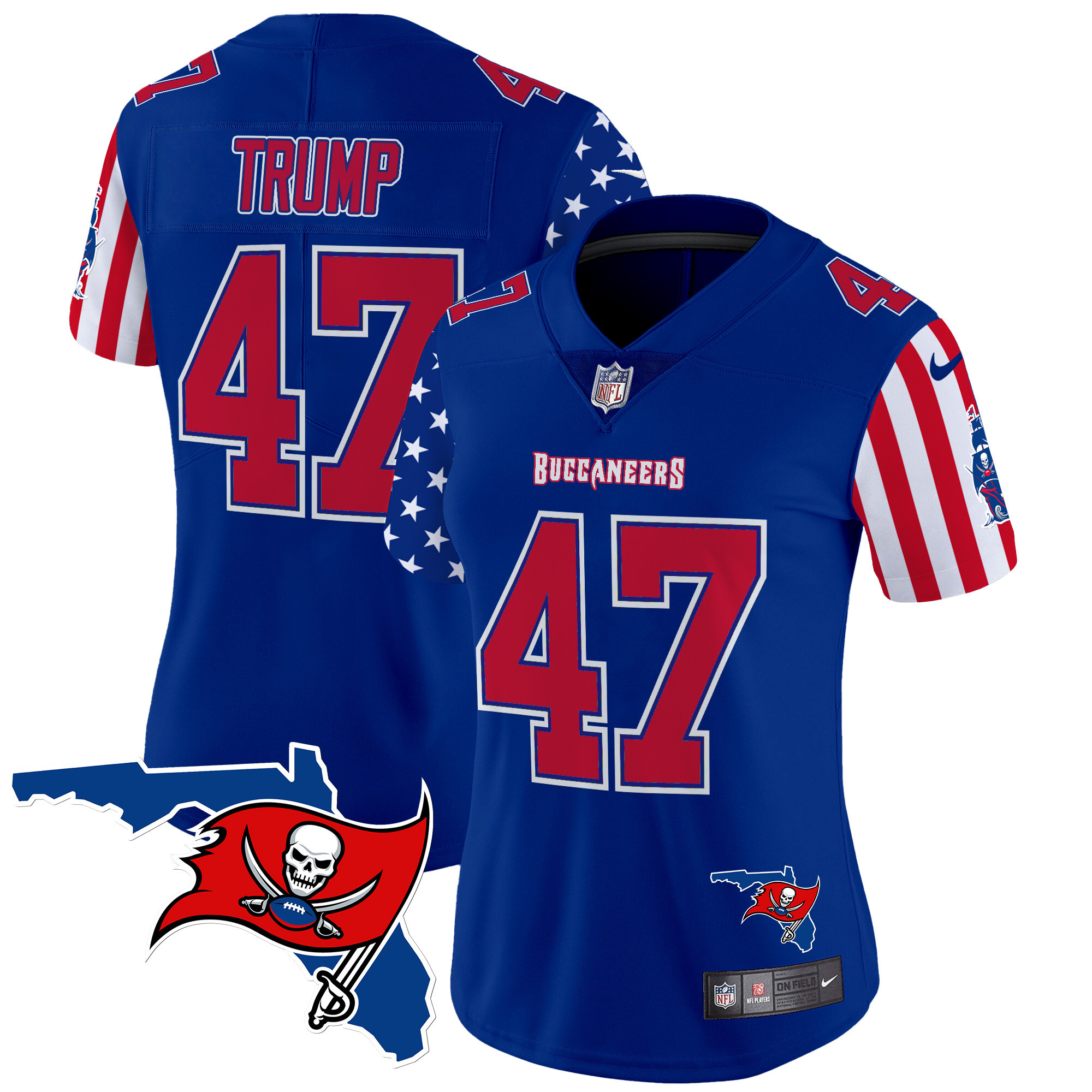 Women's Donald Trump Tampa Bay Buccaneers American Style Vapor Limited Royal Jersey - All Stitched