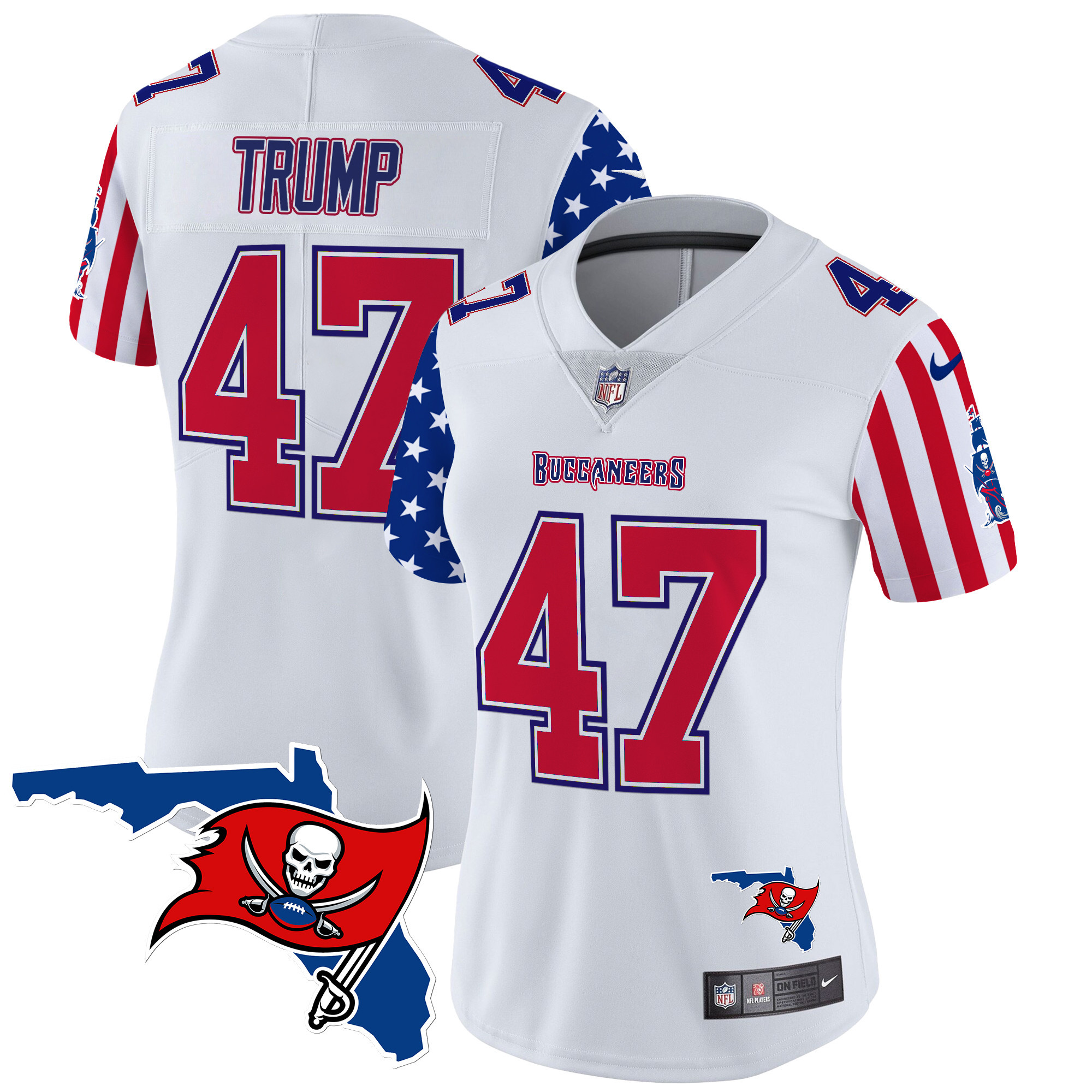 Women's Donald Trump Tampa Bay Buccaneers American Style Vapor Limited White Jersey - All Stitched