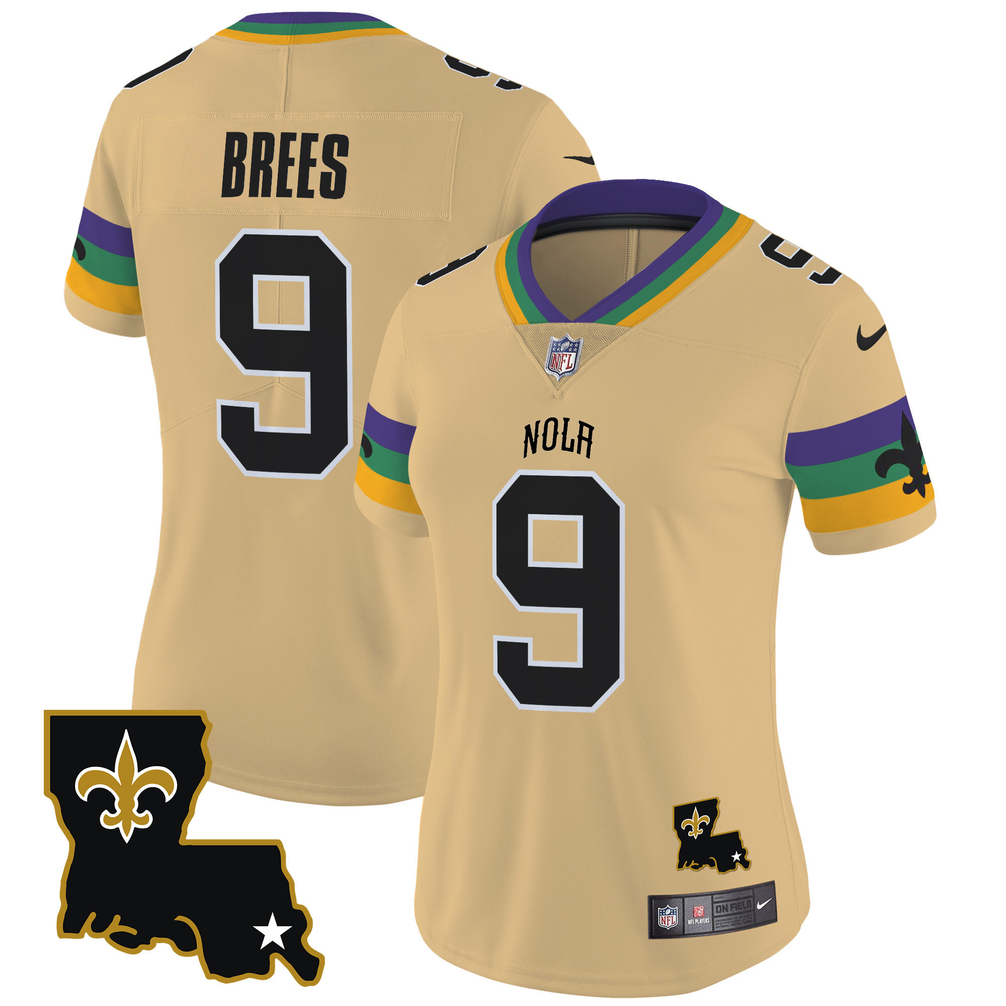 Women's Drew Brees New Orleans Saints 2024 New Orleans City Vapor Limited Gold Jersey - All Stitched
