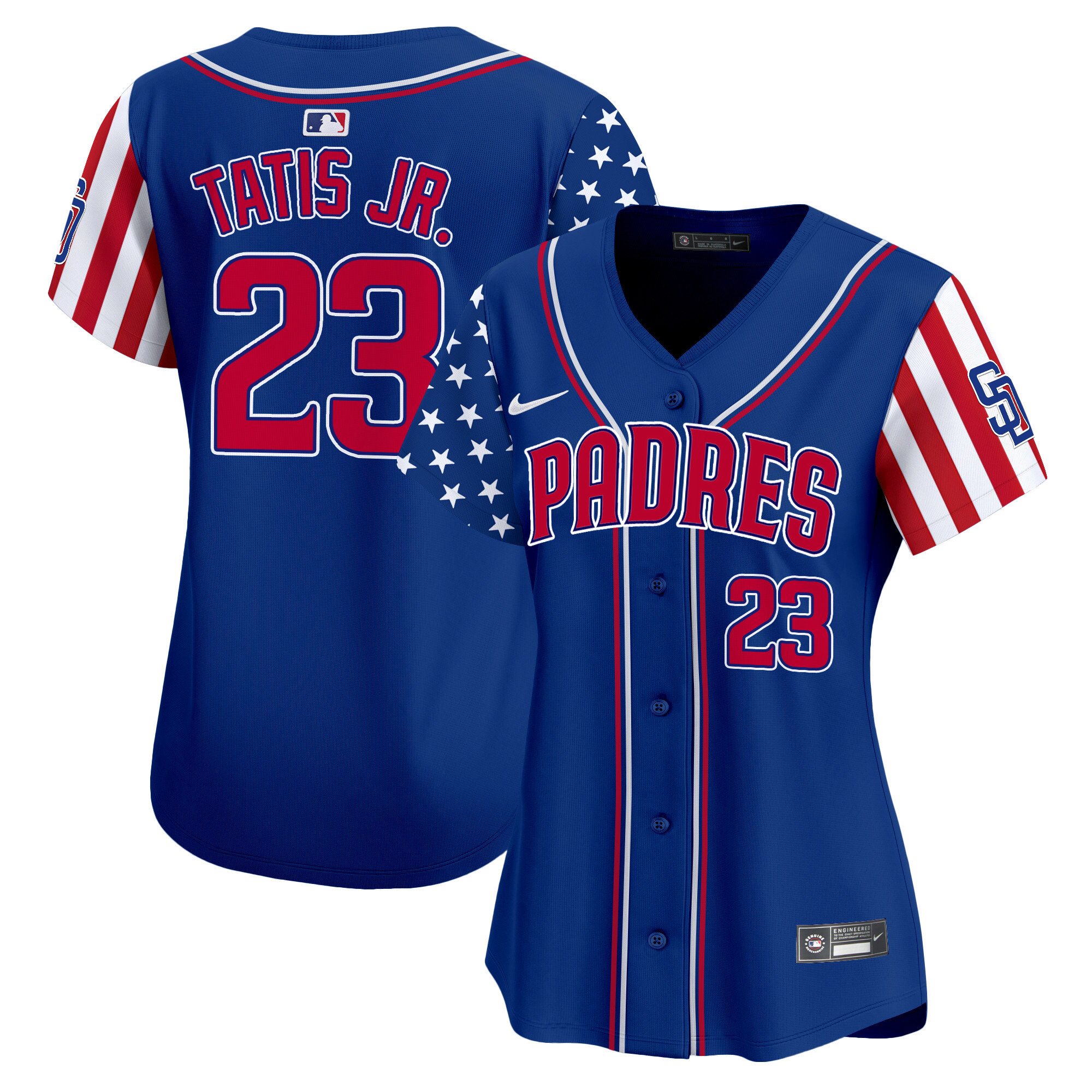Women's Fernando Tatis Jr. San Diego Padres 2024 Independence Day Vapor Premier Limited Royal Jersey - All Stitched
